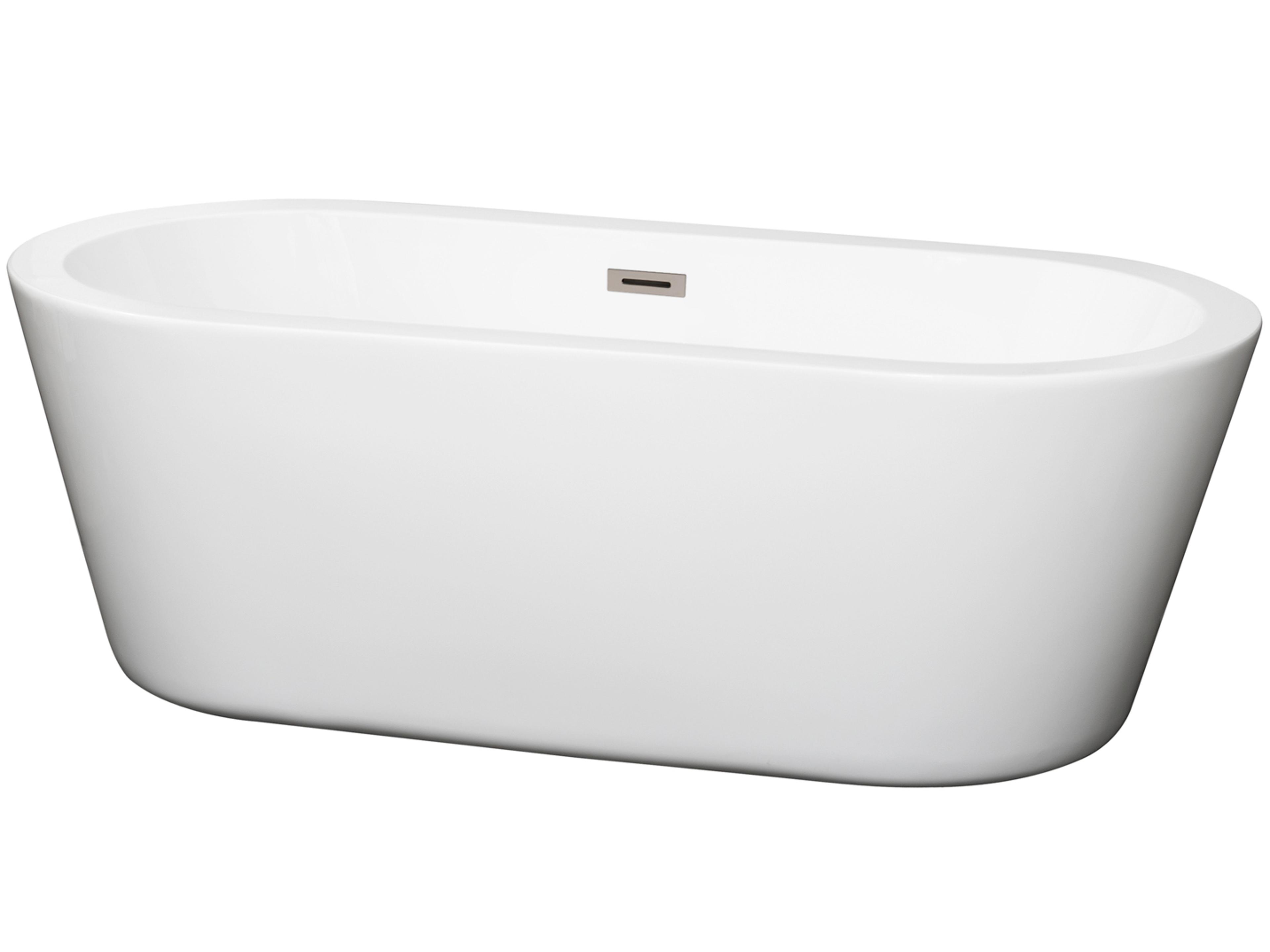 Wyndham Collection Mermaid White Bathtub with Drain and Overflow