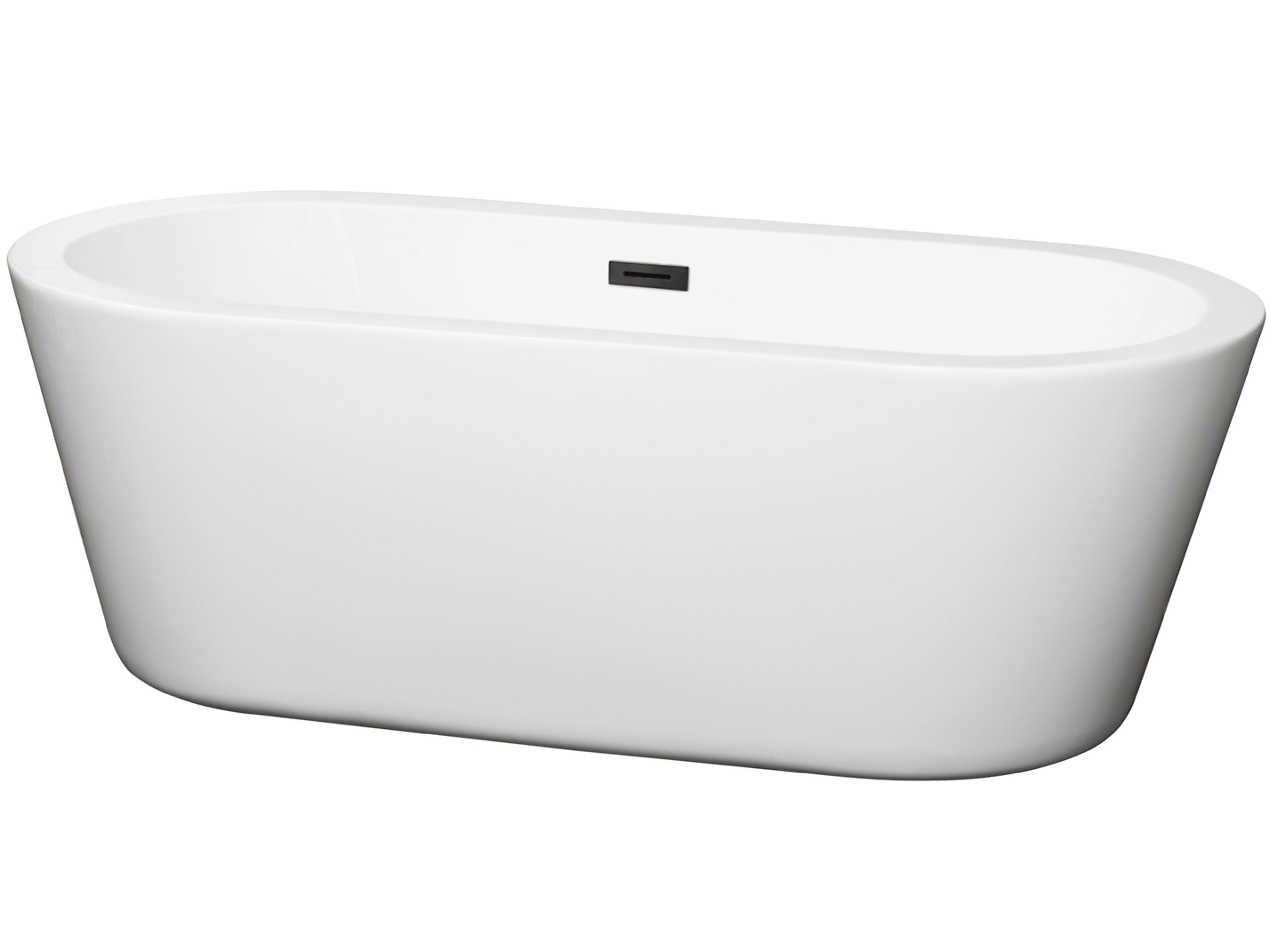Wyndham Collection Mermaid White Bathtub with Drain and Overflow