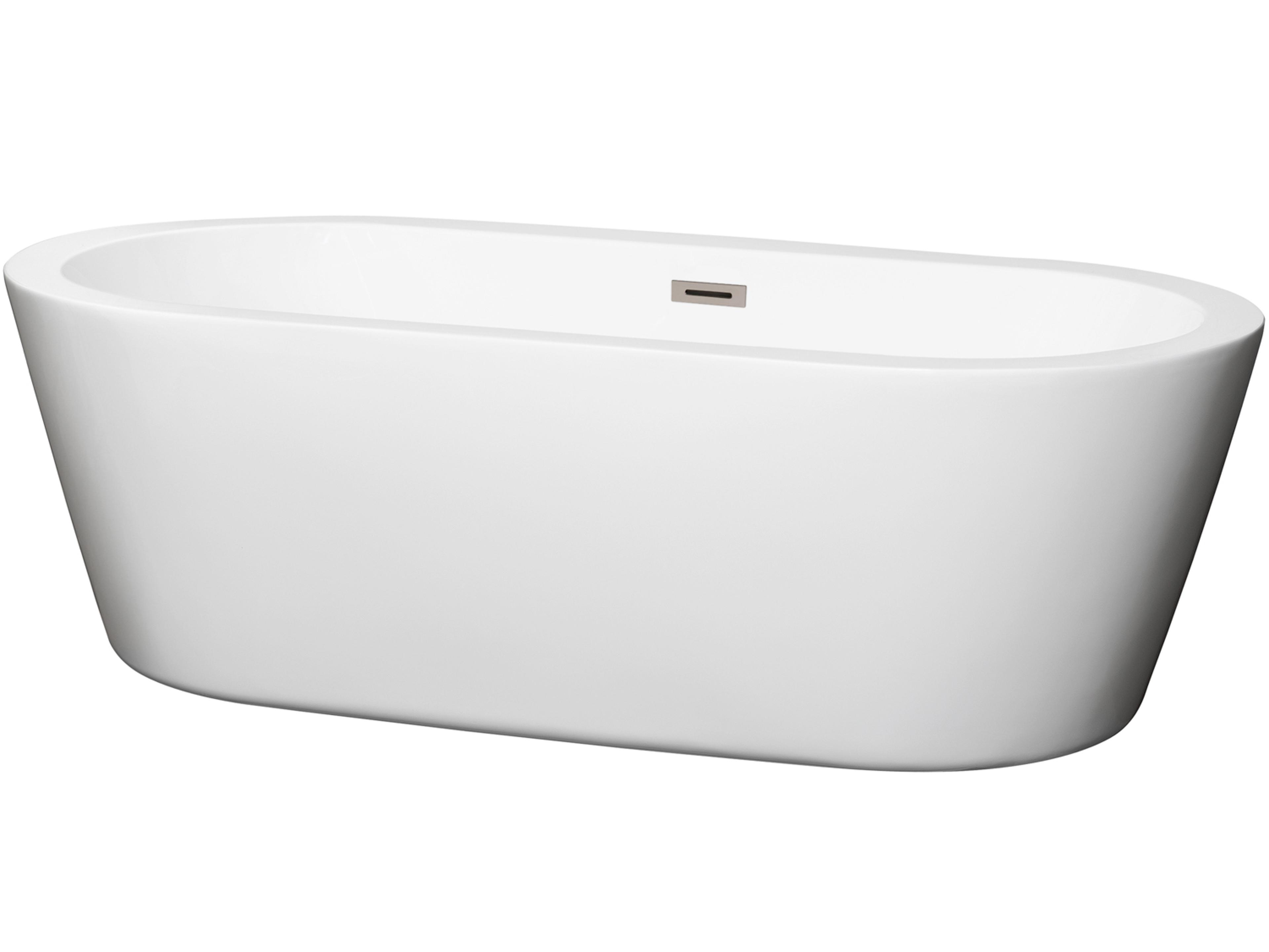 Wyndham Collection Mermaid White Bathtub with Drain and Overflow