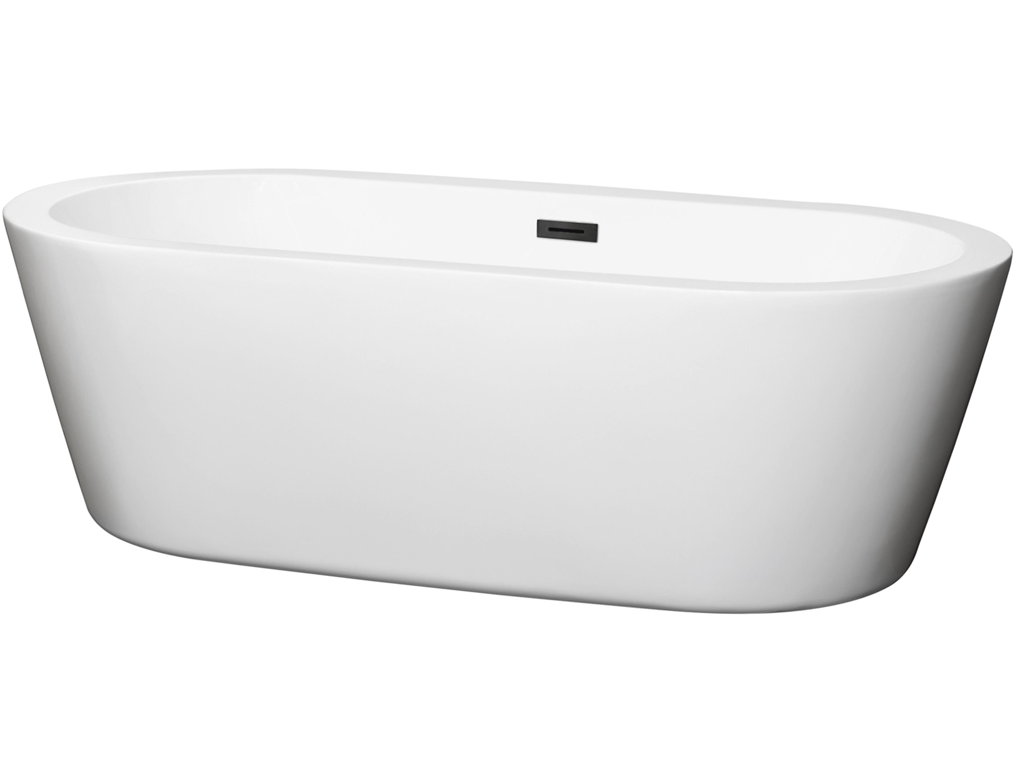 Wyndham Collection Mermaid White Bathtub with Drain and Overflow