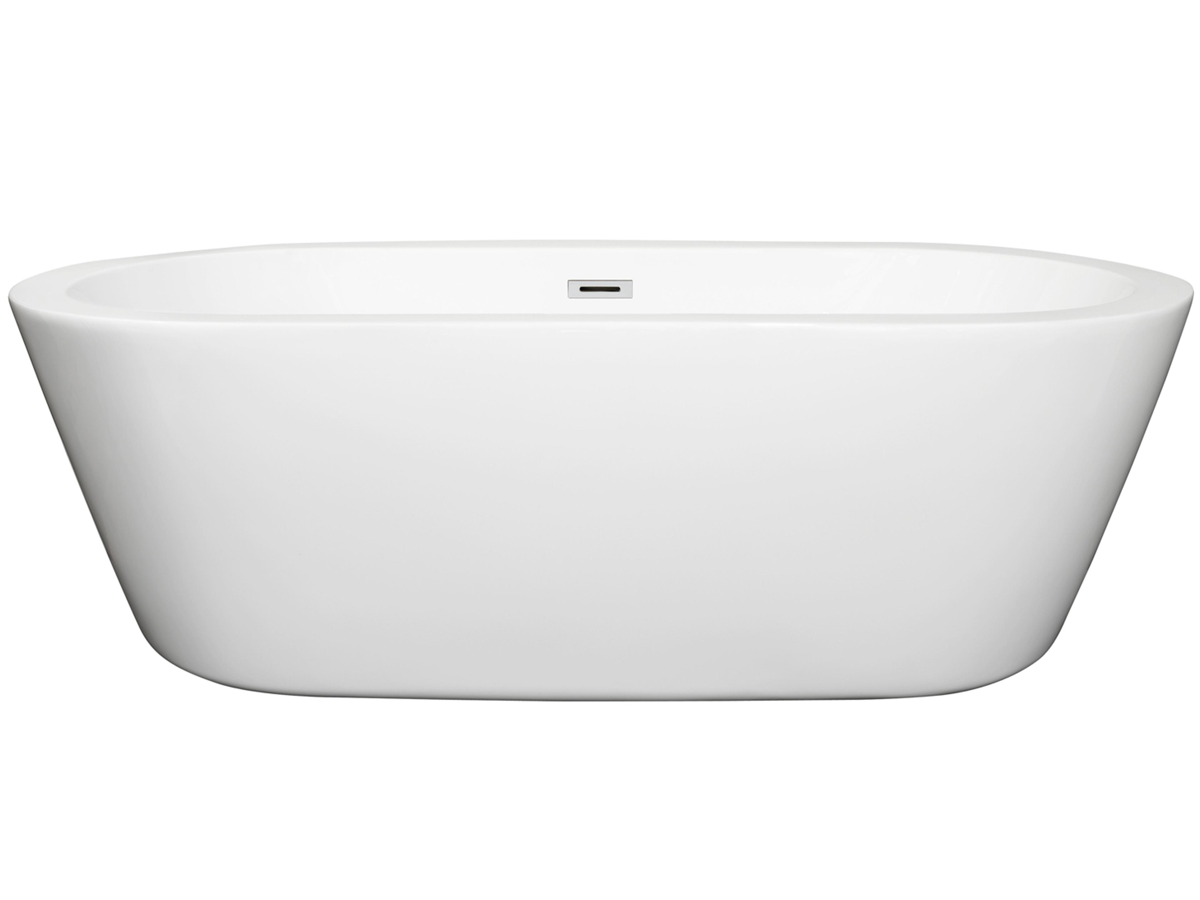 Wyndham Collection Mermaid White Bathtub with Drain and Overflow