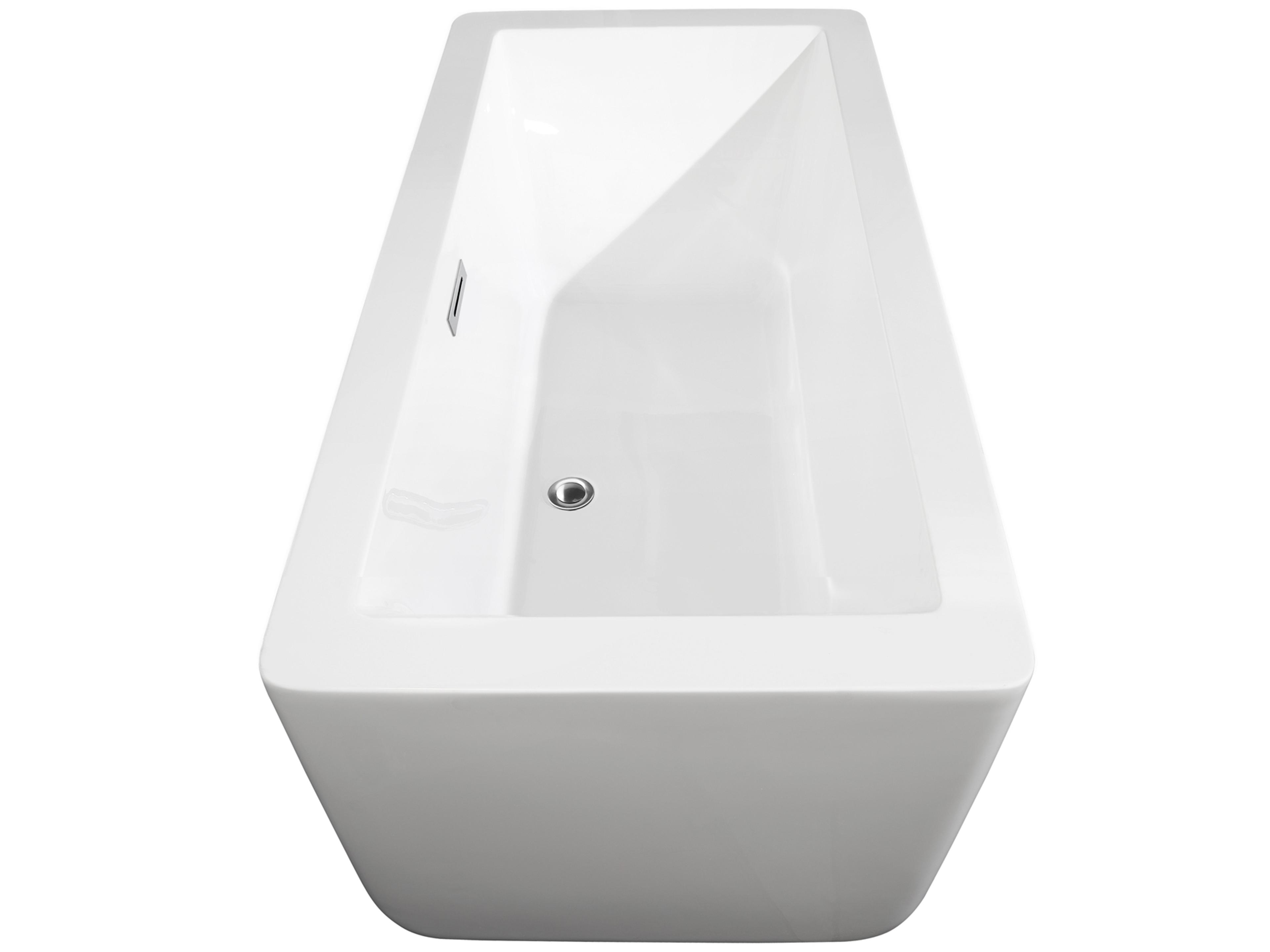 Wyndham Collection Laura White Bathtub with Polished Chrome Trim and Floor Mounted Faucet