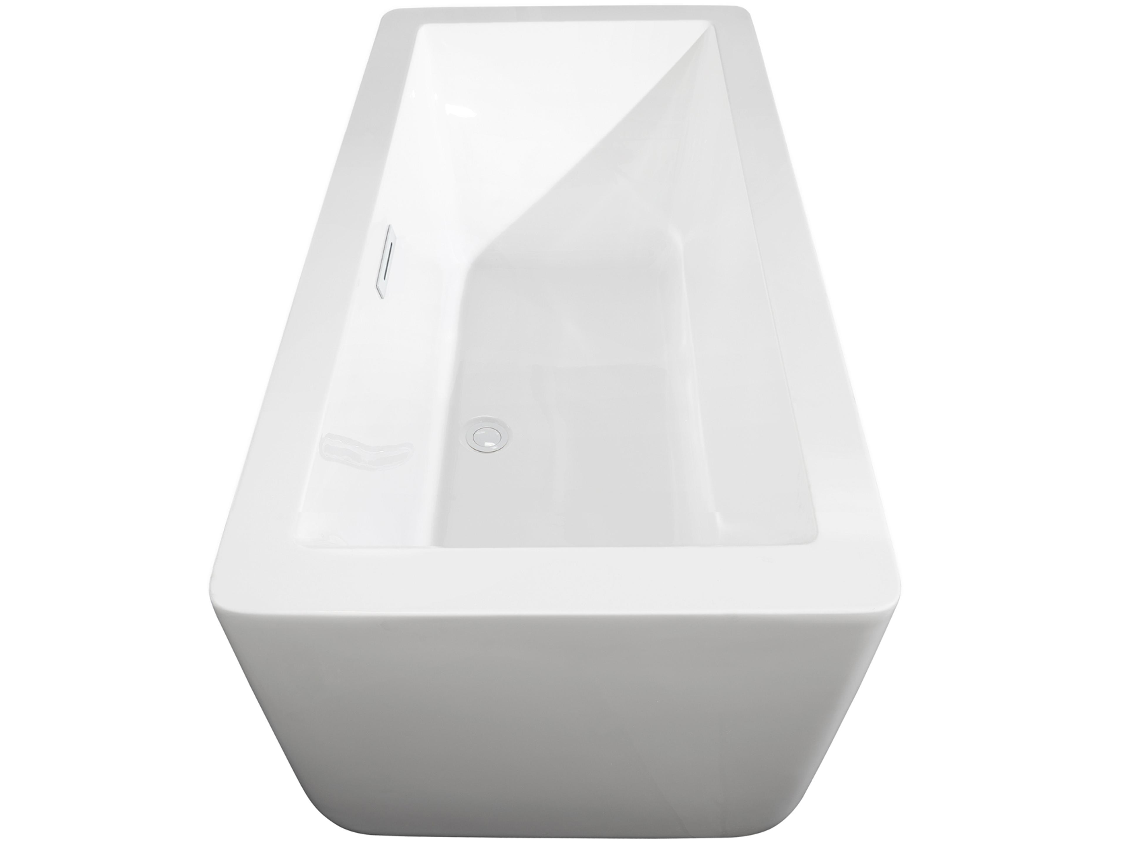 Wyndham Collection Laura White Bathtub with Shiny White Trim and Floor Mounted Faucet