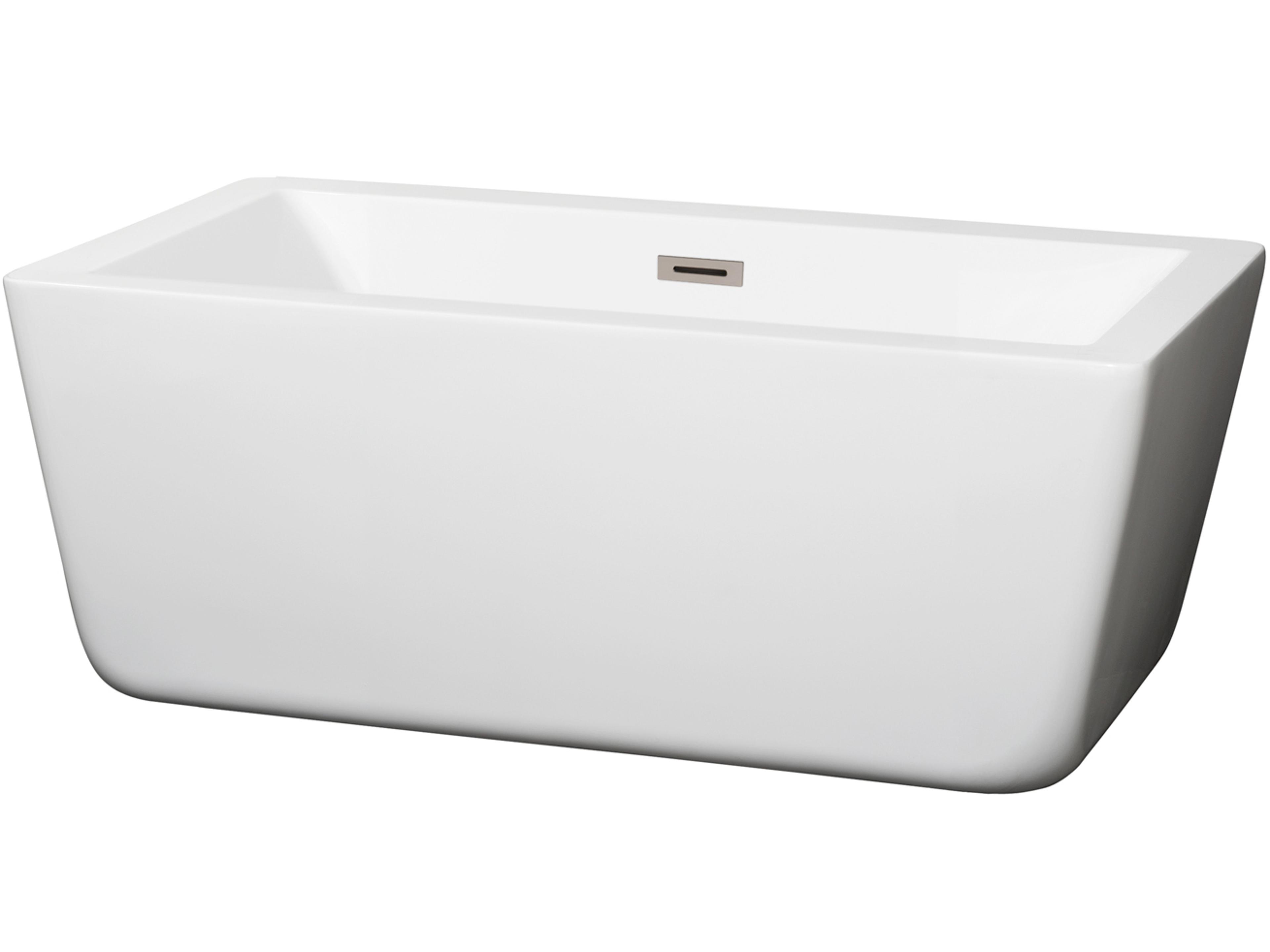 Wyndham Collection Laura White Bathtub with Drain and Overflow