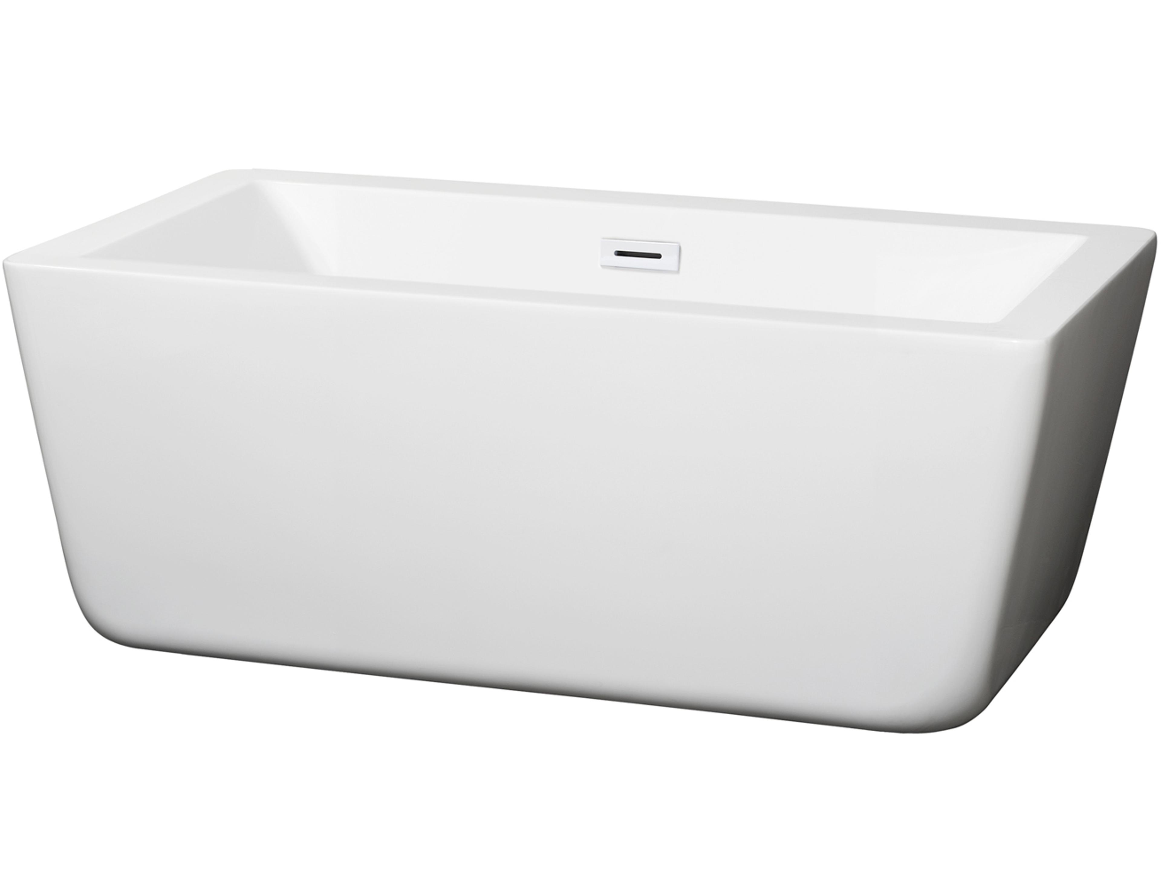 Wyndham Collection Laura White Bathtub with Drain and Overflow