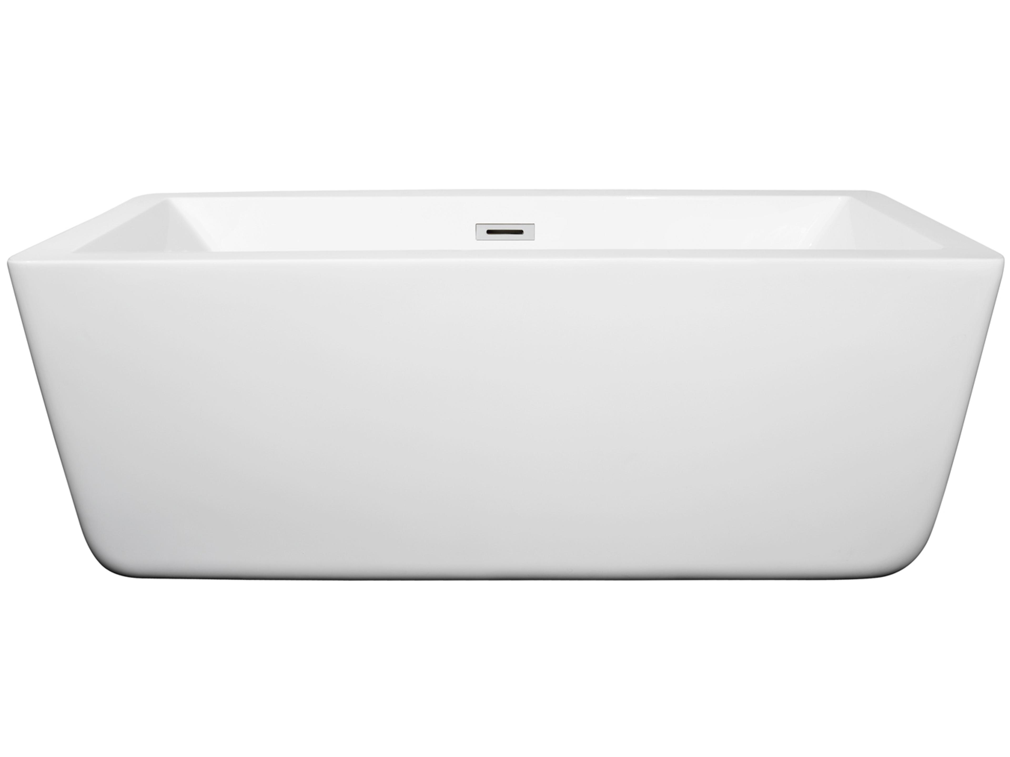 Wyndham Collection Laura White Bathtub with Drain and Overflow