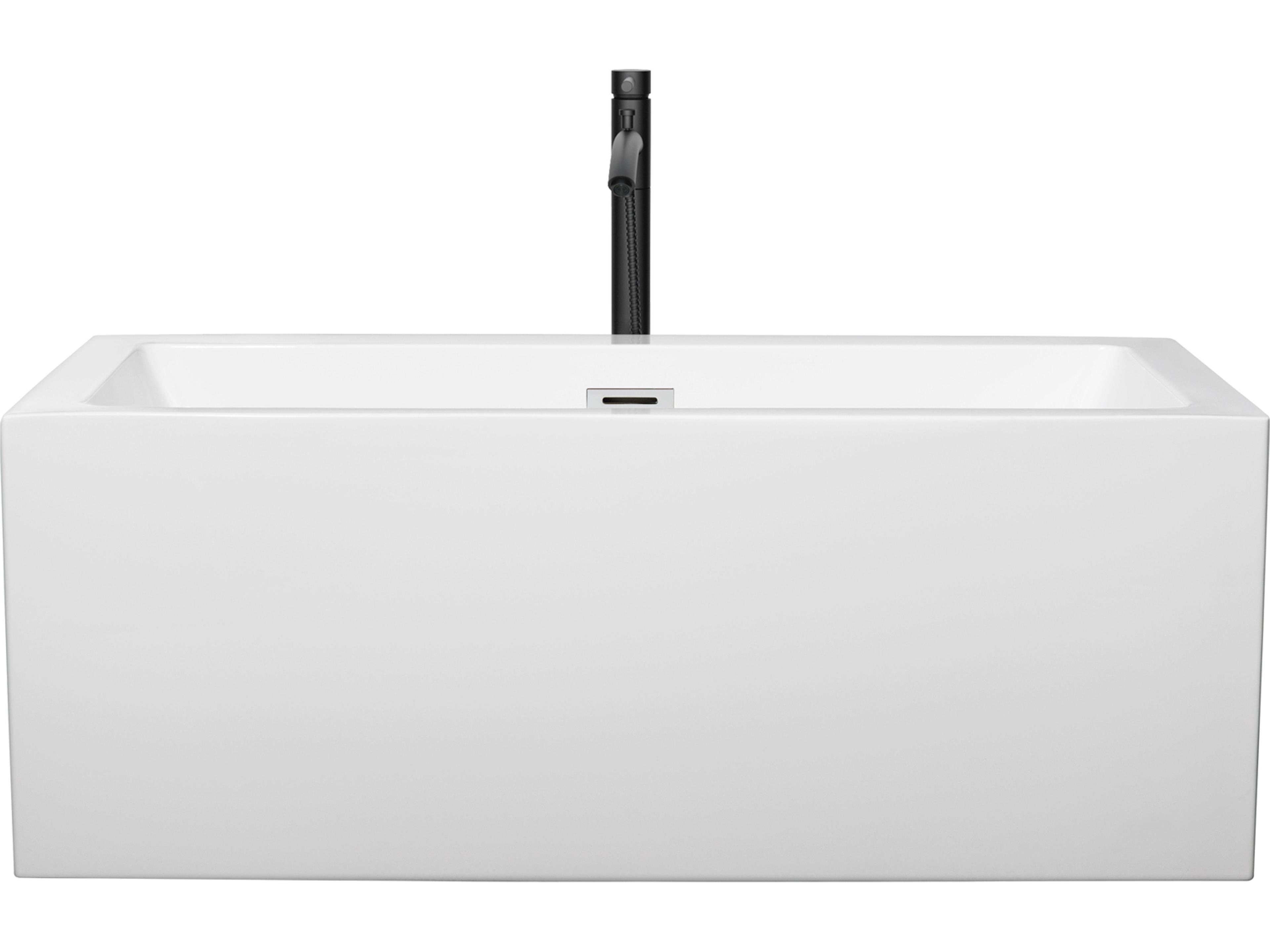 Wyndham Collection Melody White Bathtub with Polished Chrome Trim and Floor Mounted Faucet