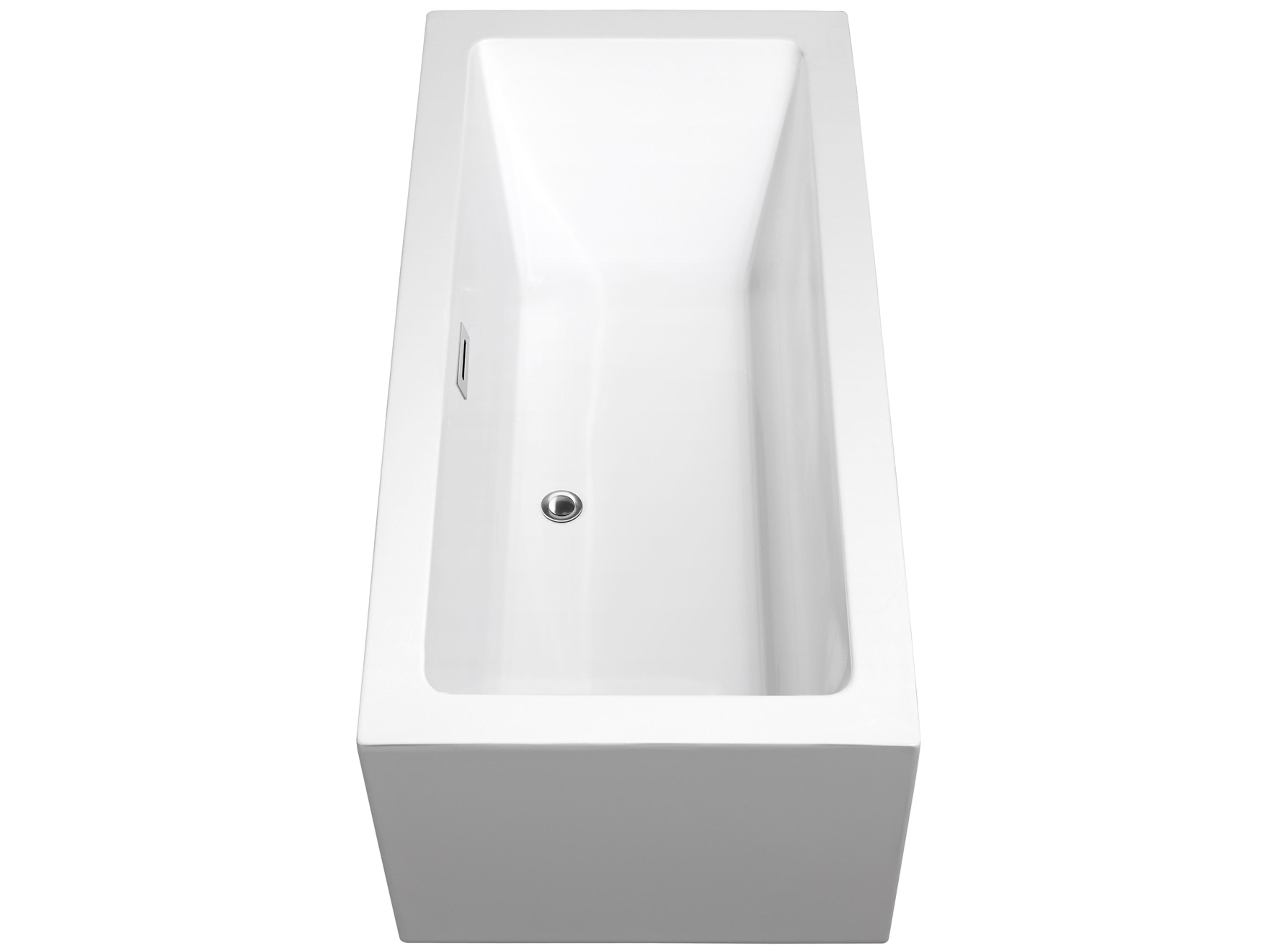Wyndham Collection Melody White Bathtub with Polished Chrome Trim and Floor Mounted Faucet