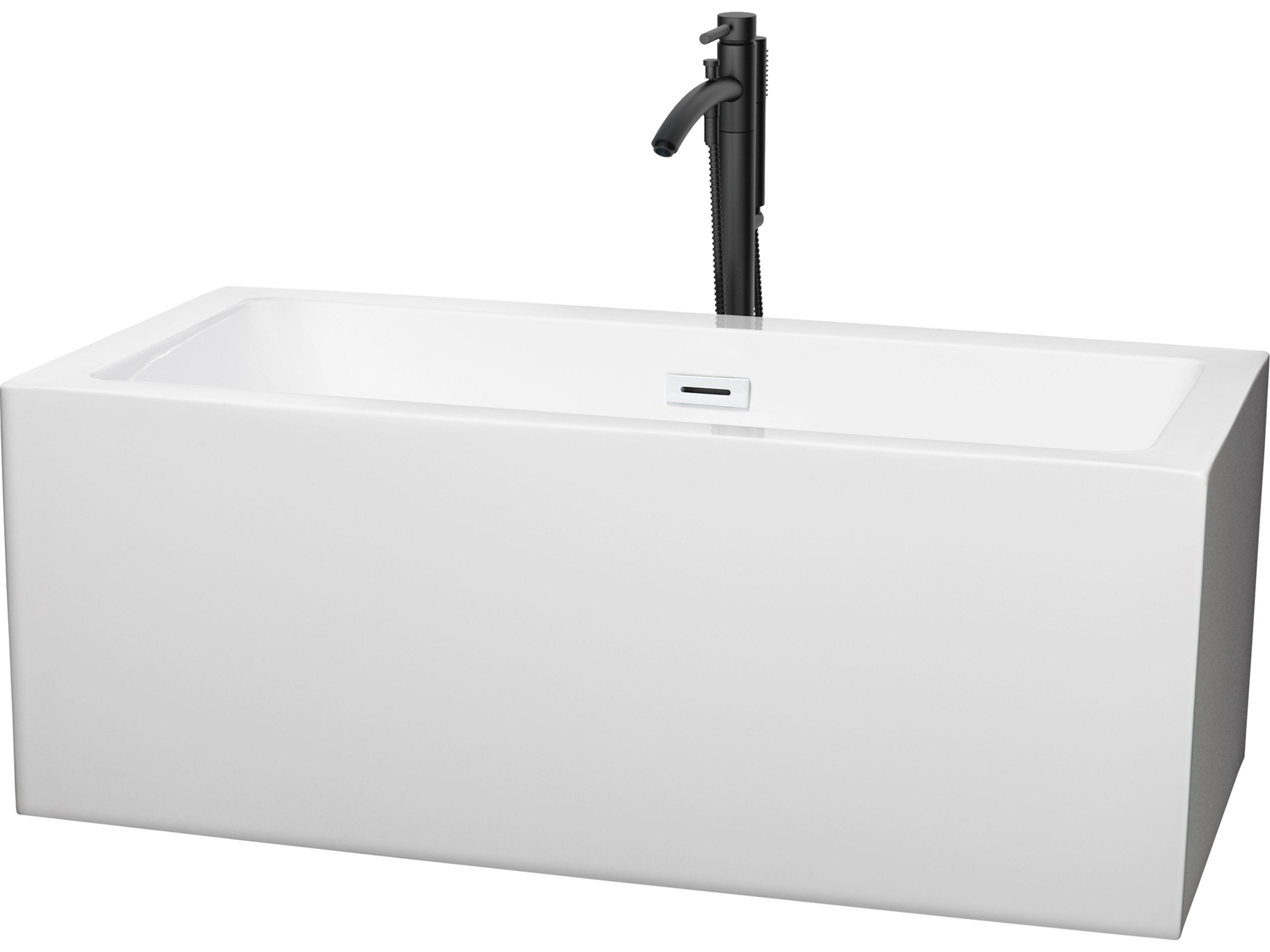 Melody White Bathtub with Shiny White Trim and Floor Mounted Faucet