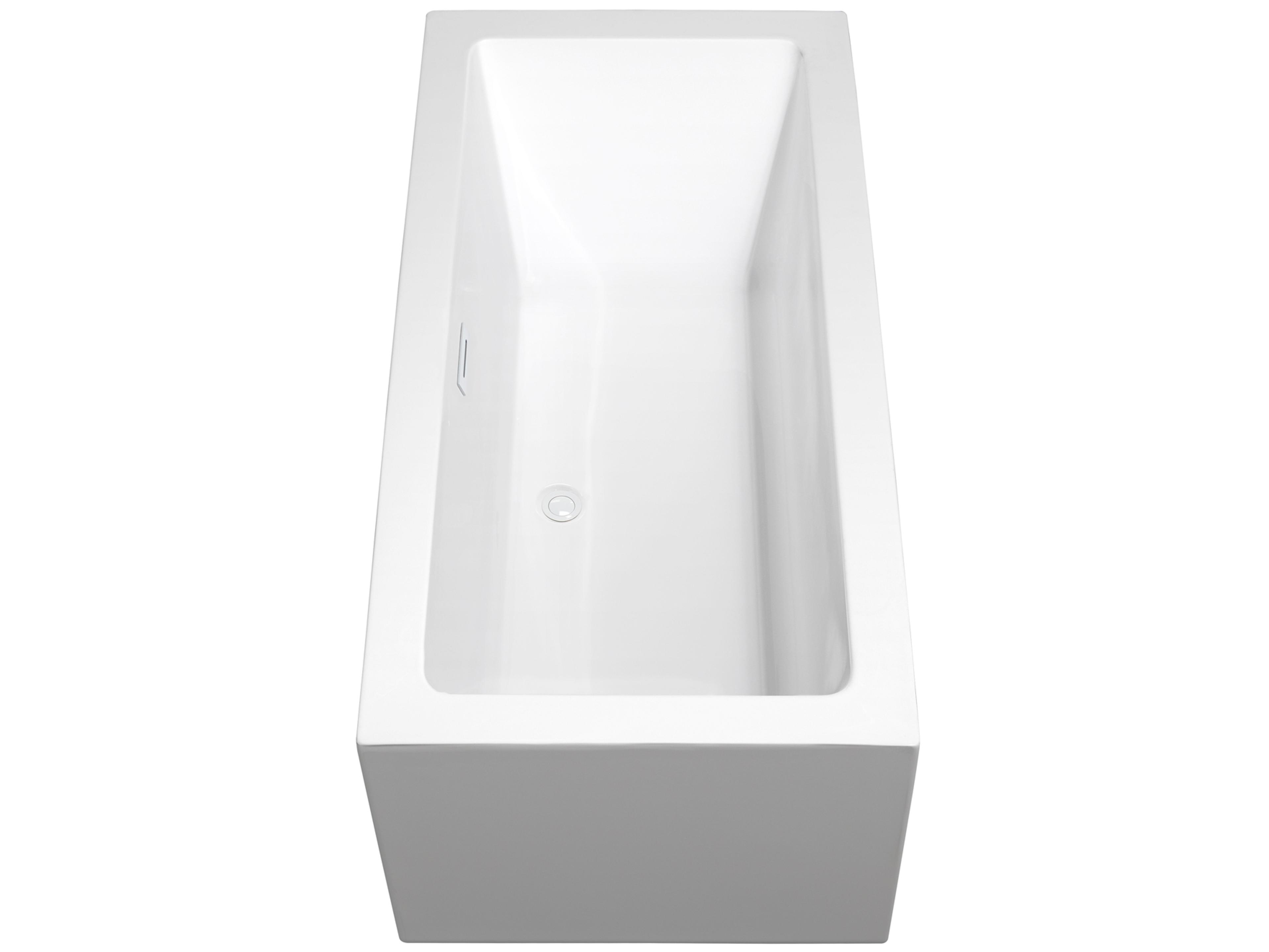 Wyndham Collection Melody White Bathtub with Shiny White Trim and Floor Mounted Faucet