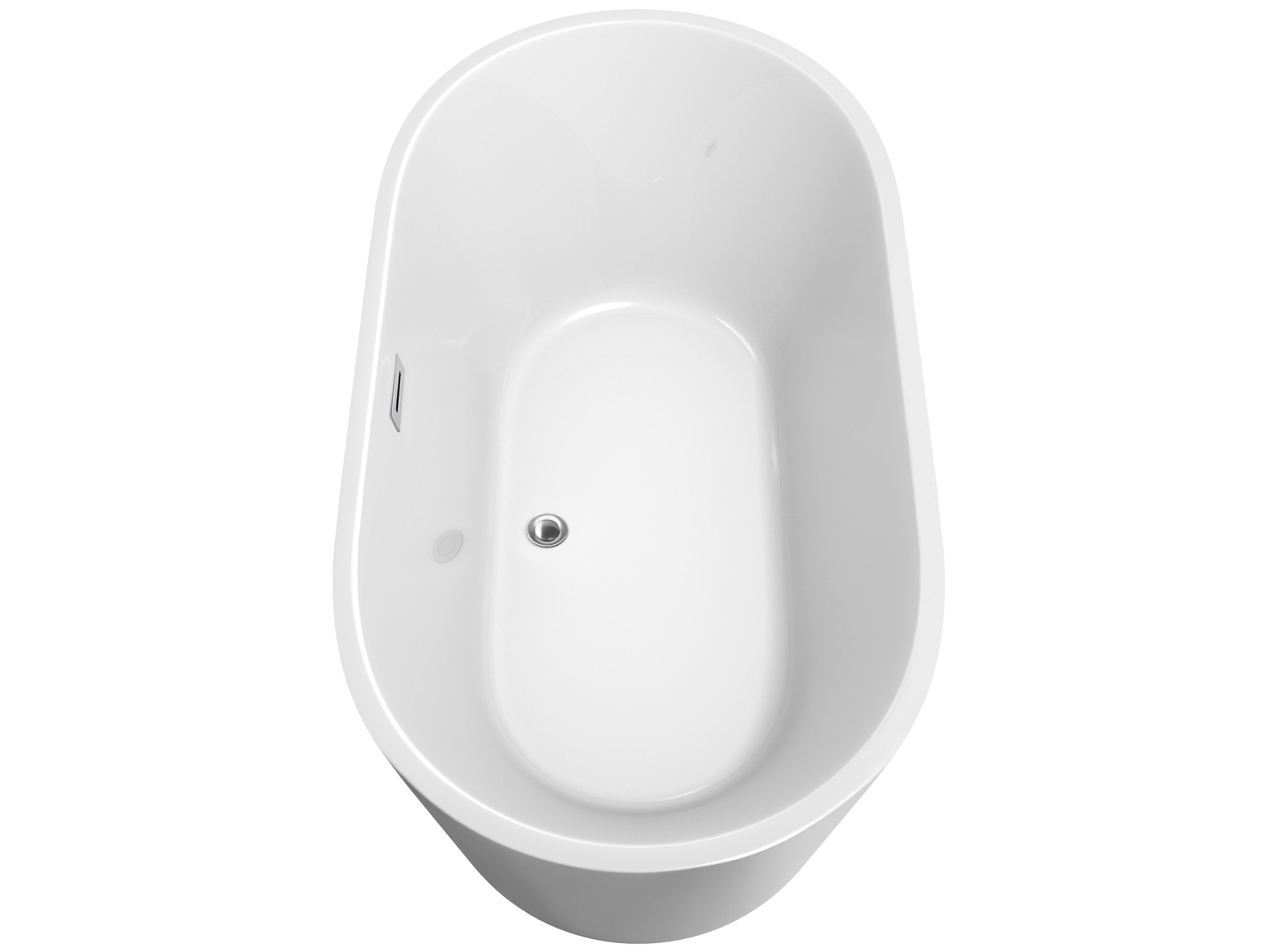 Wyndham Collection Carissa White Bathtub with Polished Chrome Trim and Floor Mounted Faucet