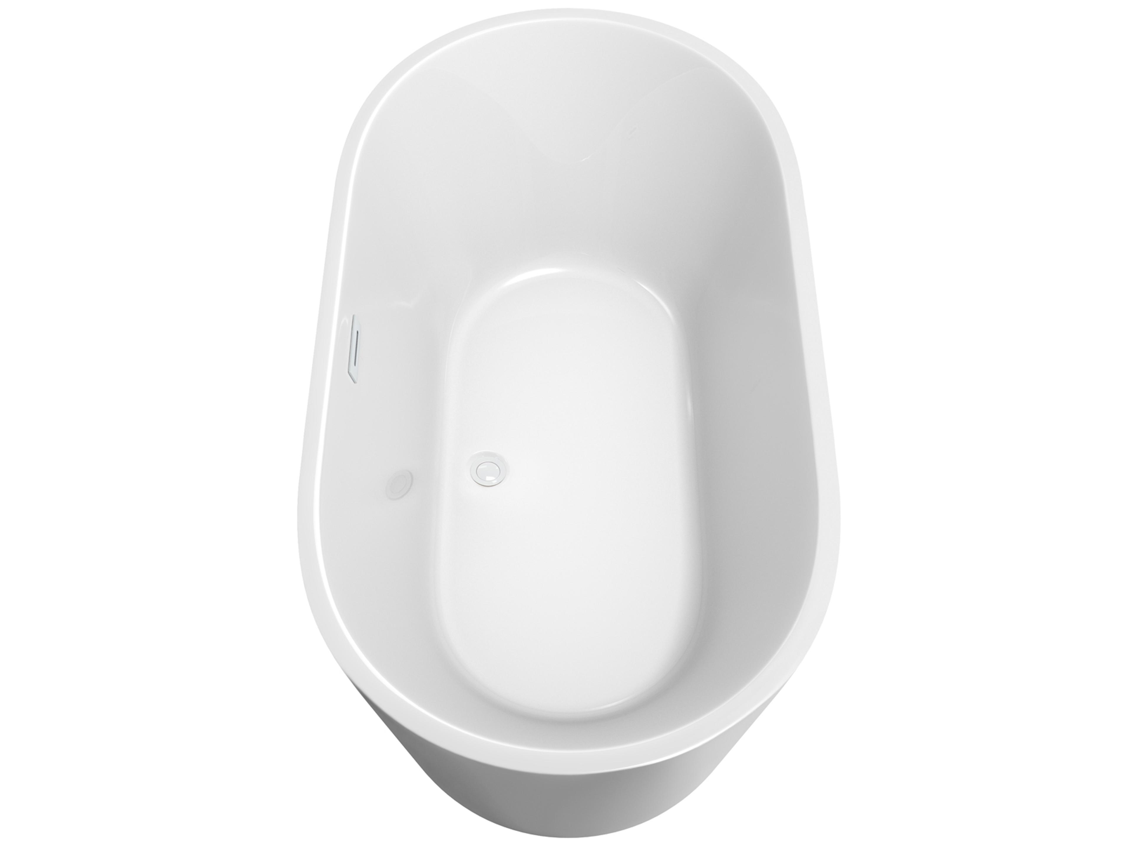 Wyndham Collection Carissa White Bathtub with Shiny White Trim and Floor Mounted Faucet