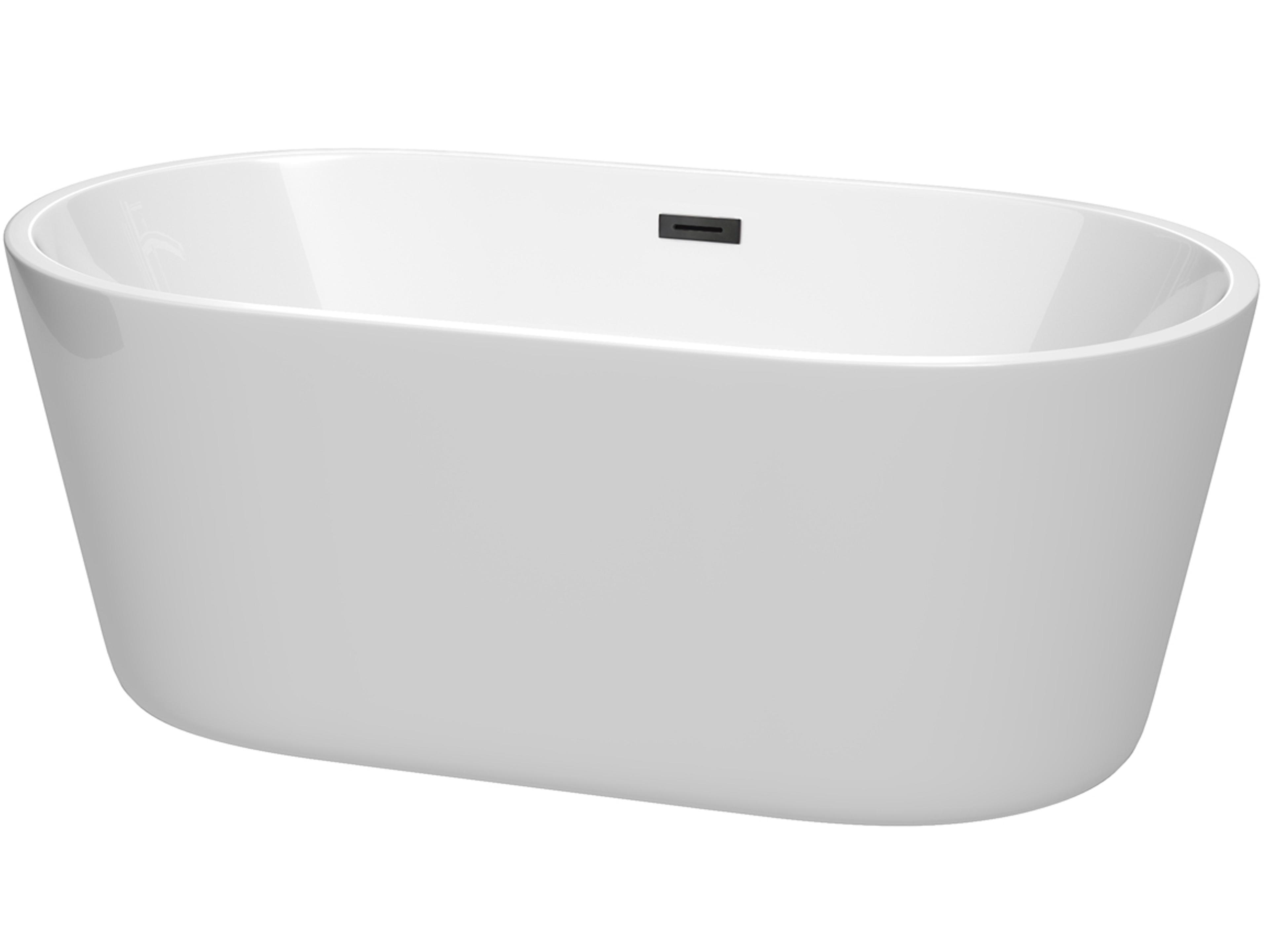 Wyndham Collection Carissa White Bathtub with Drain and Overflow