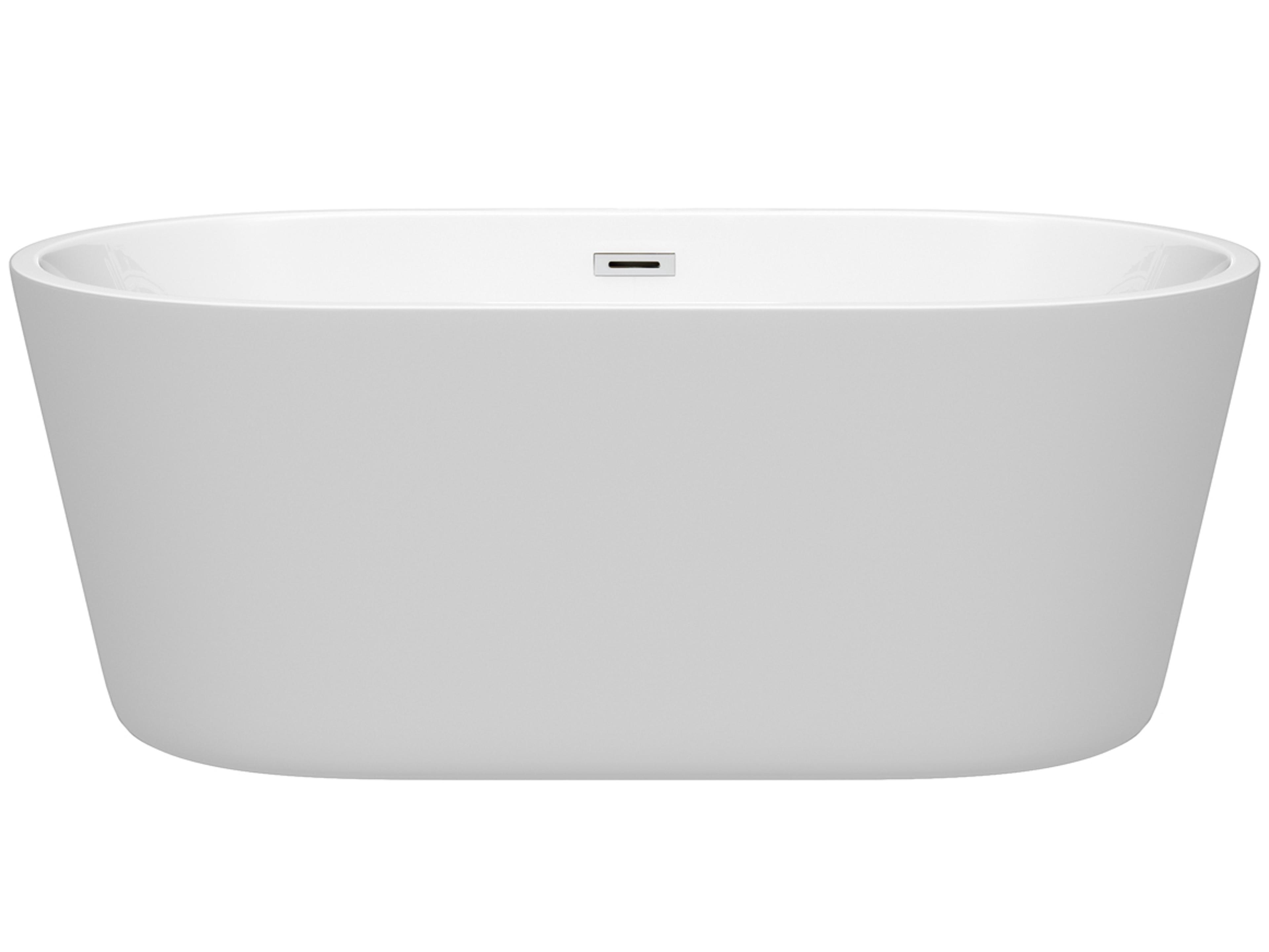 Wyndham Collection Carissa White Bathtub with Drain and Overflow