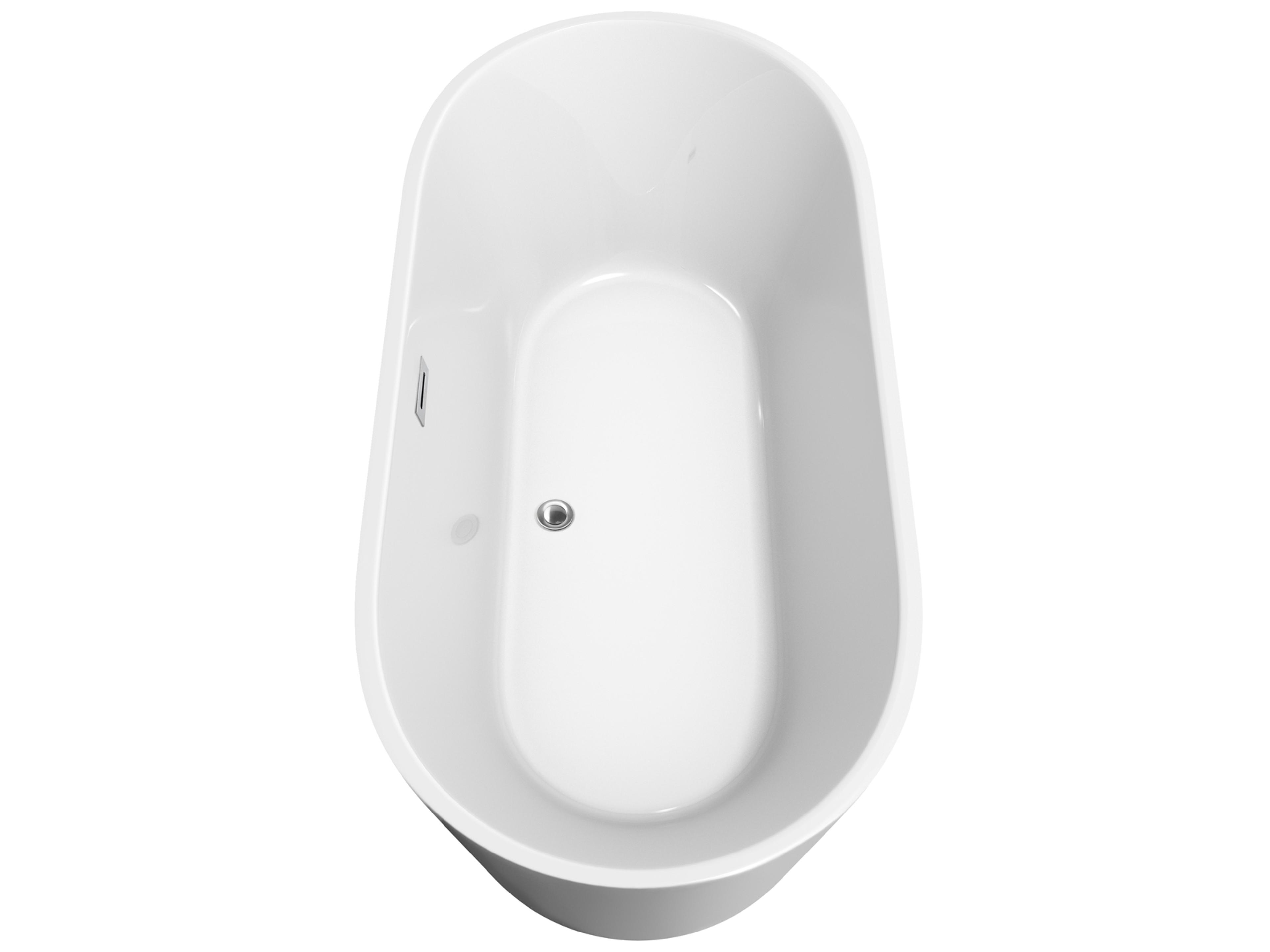 Wyndham Collection Carissa White Bathtub with Polished Chrome Trim and Floor Mounted Faucet