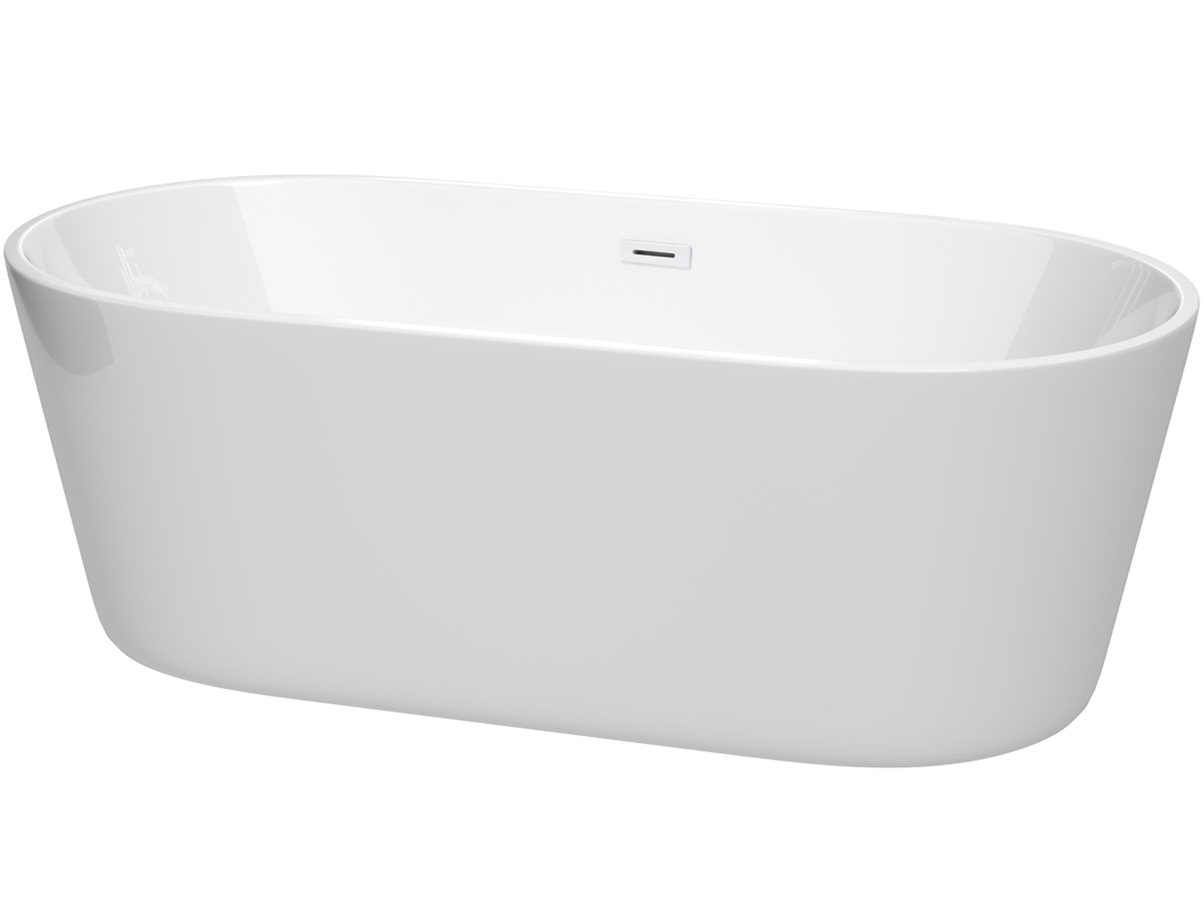Wyndham Collection Carissa White Bathtub with Drain and Overflow