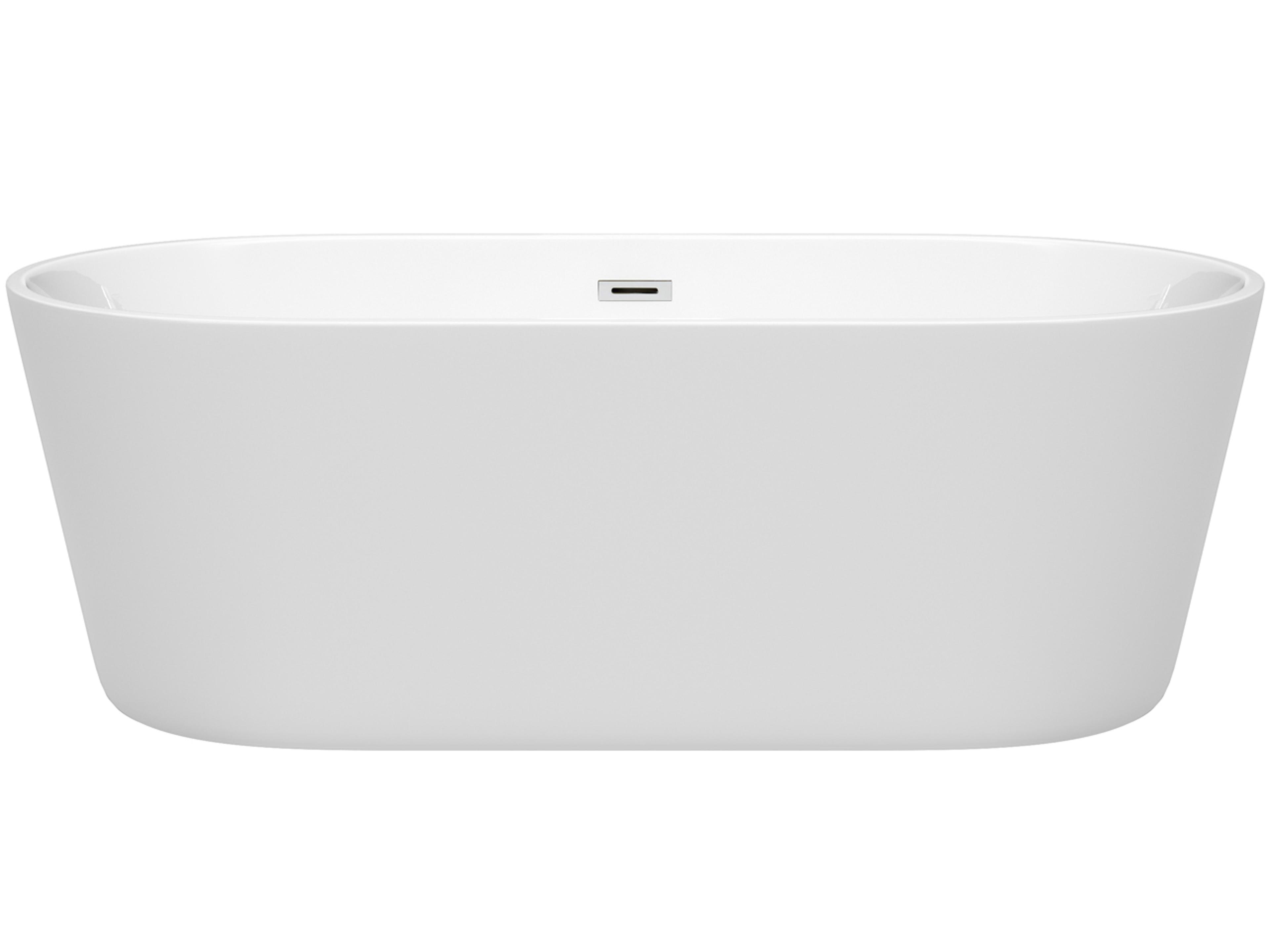 Wyndham Collection Carissa White Bathtub with Drain and Overflow
