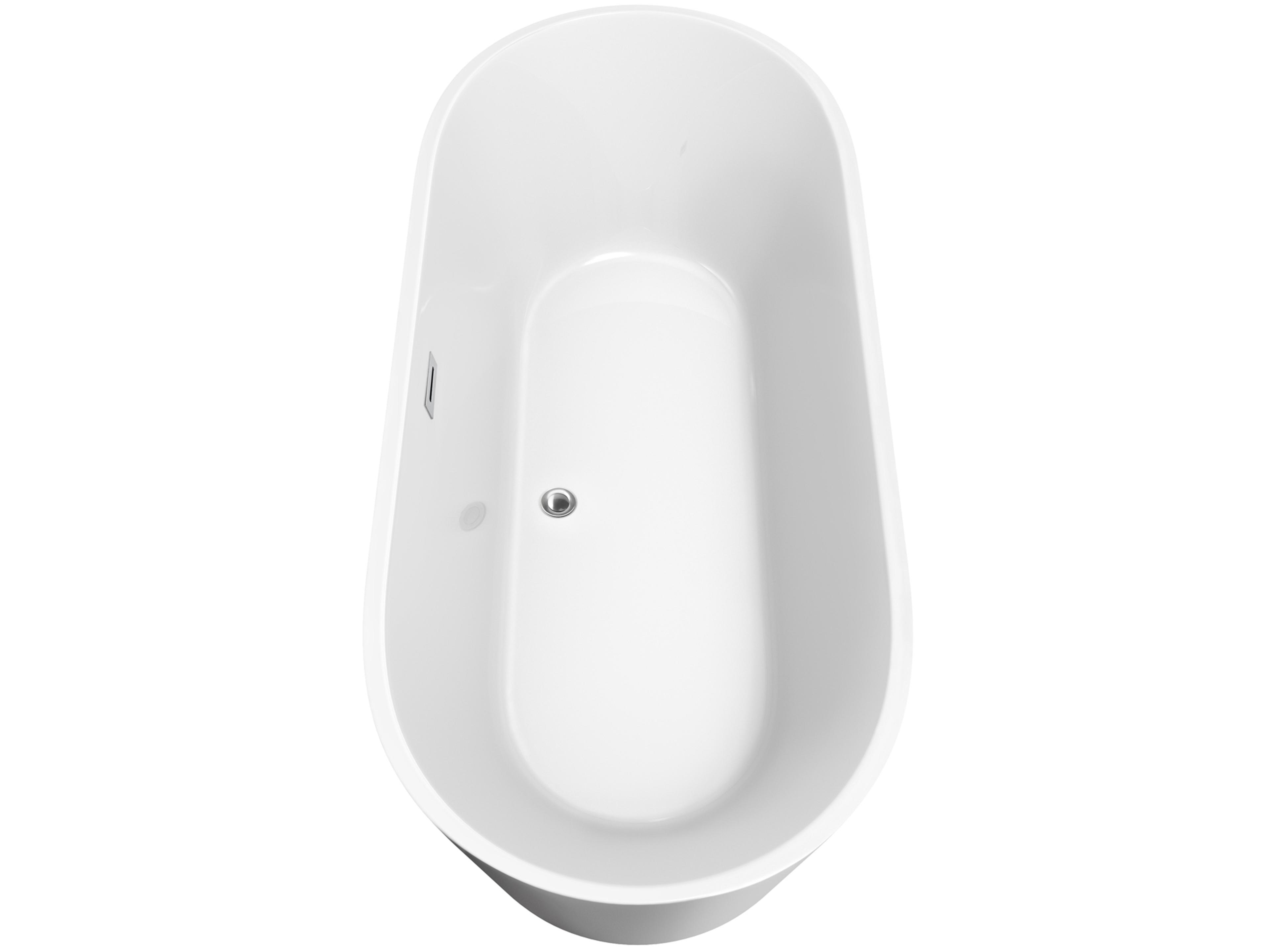 Wyndham Collection Carissa White Bathtub with Polished Chrome Trim and Floor Mounted Faucet