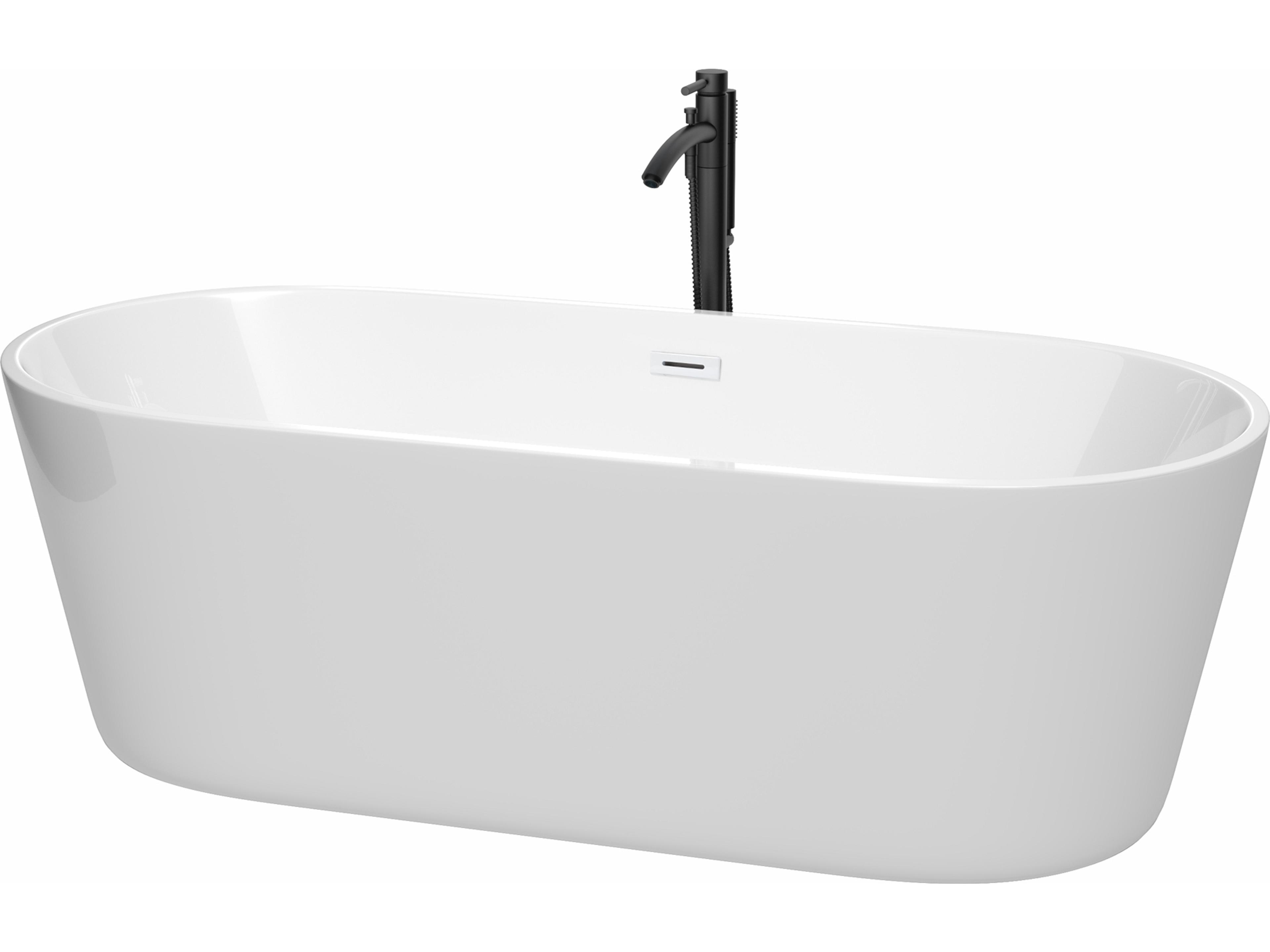 Carissa White Bathtub with Shiny White Trim and Floor Mounted Faucet