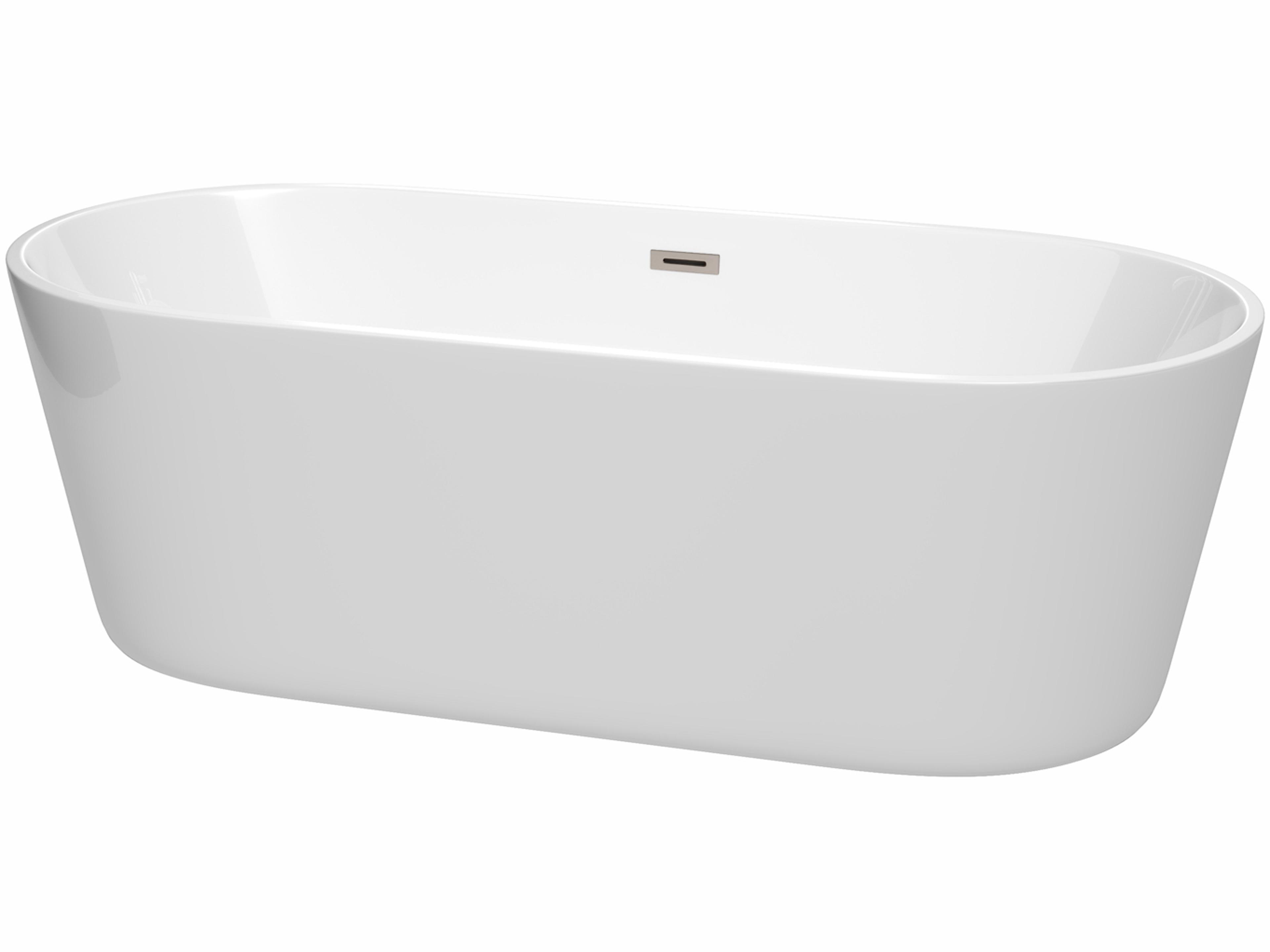Wyndham Collection Carissa White Bathtub with Drain and Overflow