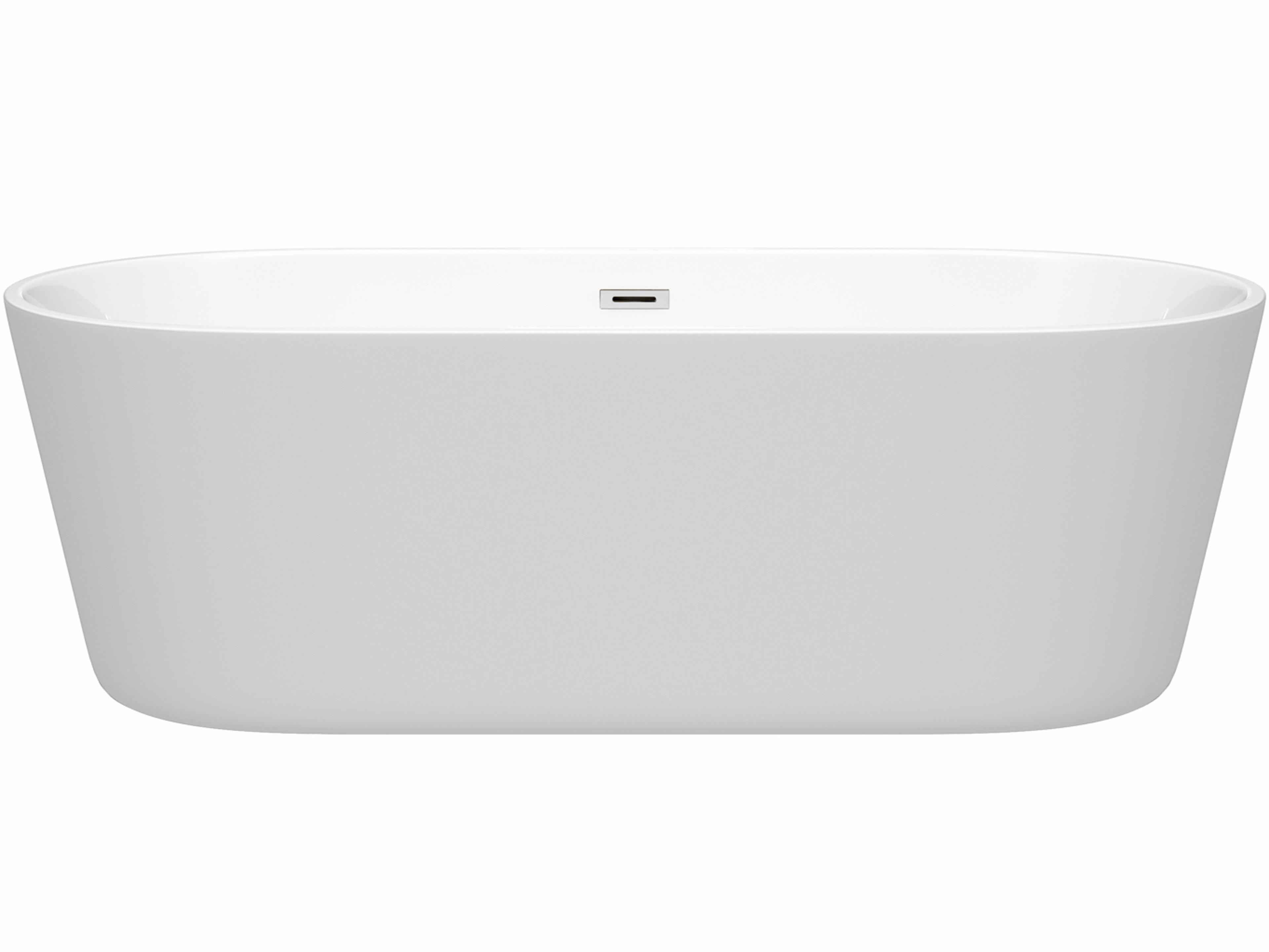 Wyndham Collection Carissa White Bathtub with Drain and Overflow