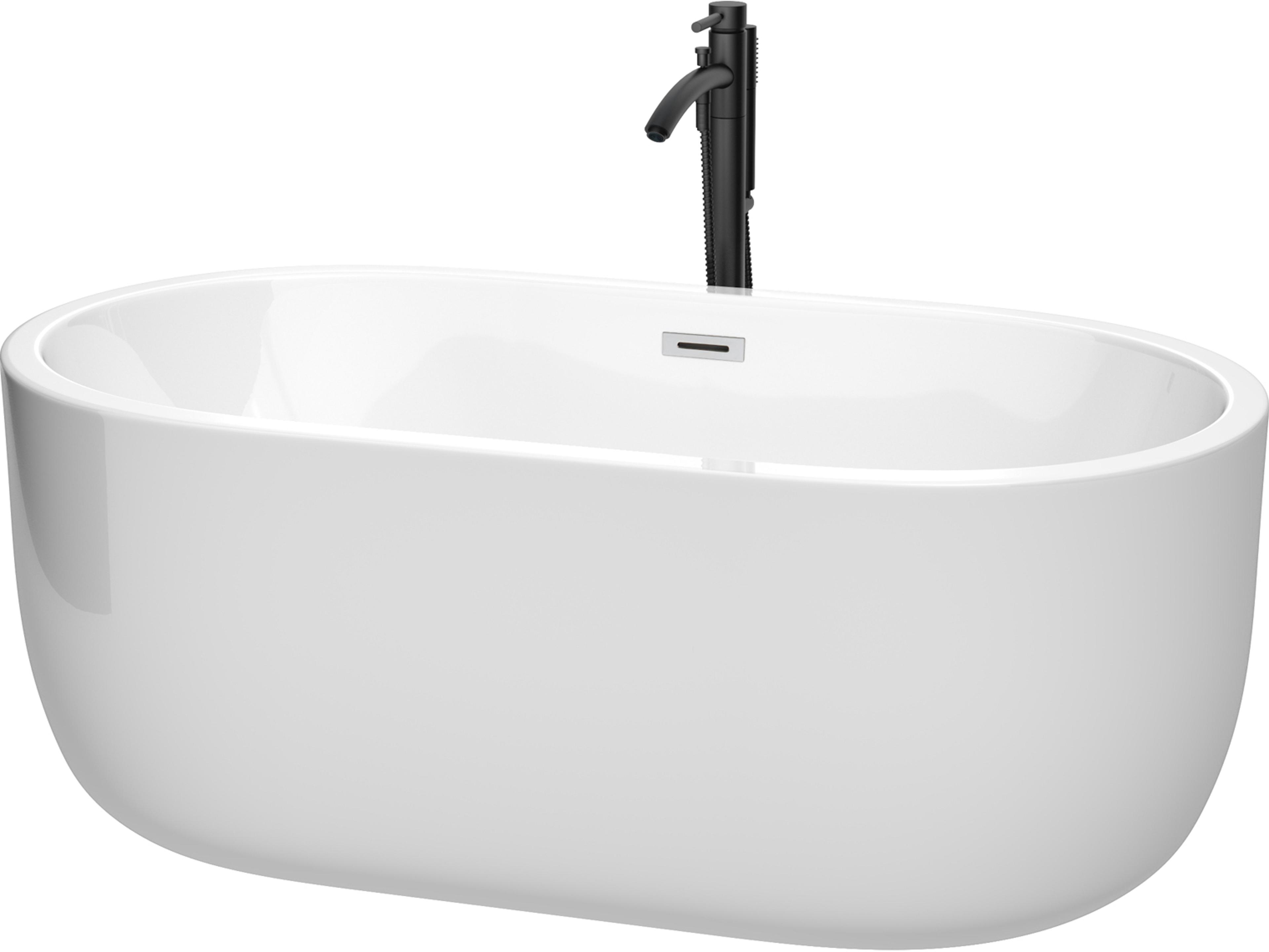 Juliette White Bathtub with Polished Chrome Trim and Floor Mounted Faucet