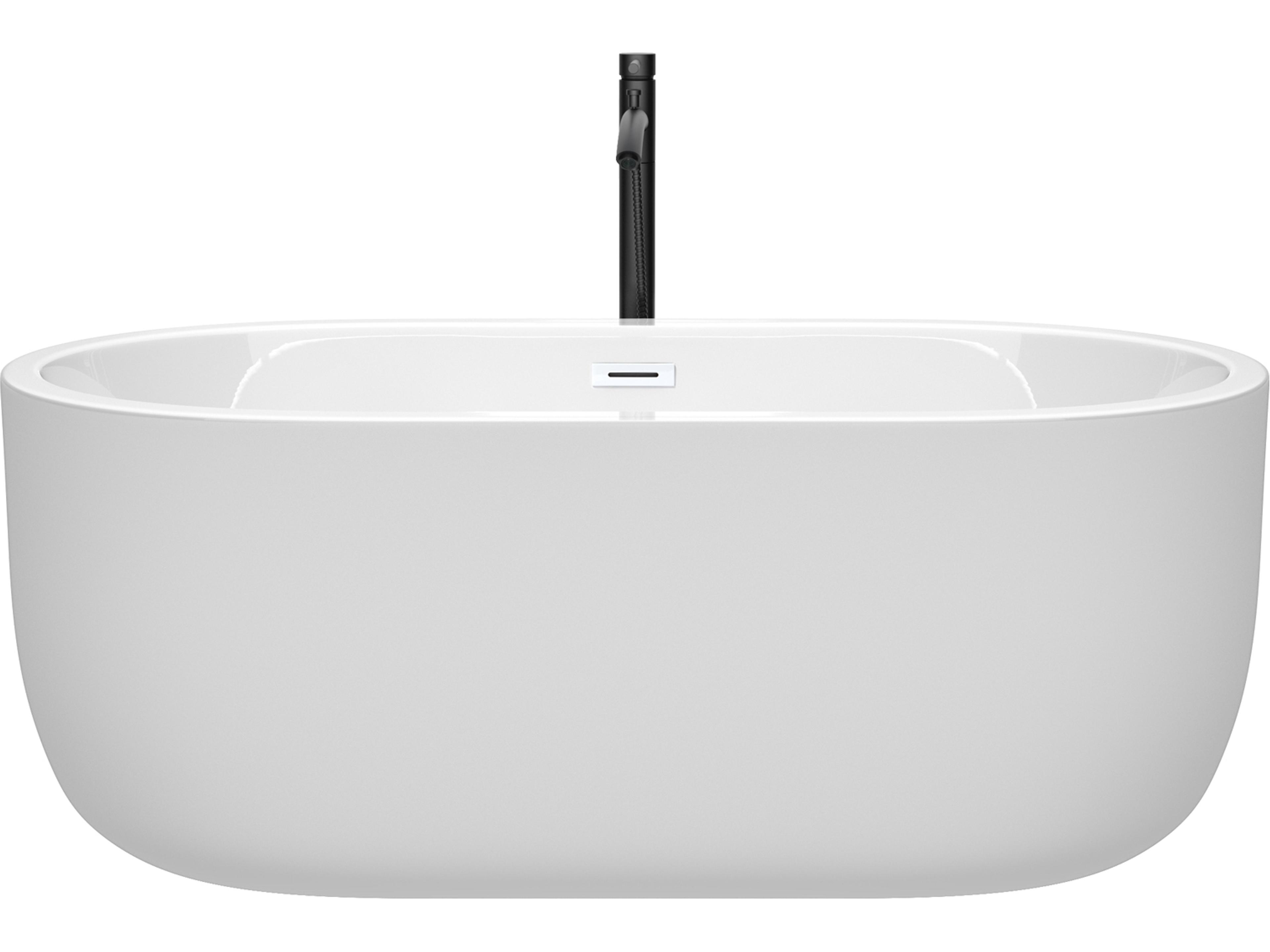 Wyndham Collection Juliette White Bathtub with Shiny White Trim and Floor Mounted Faucet