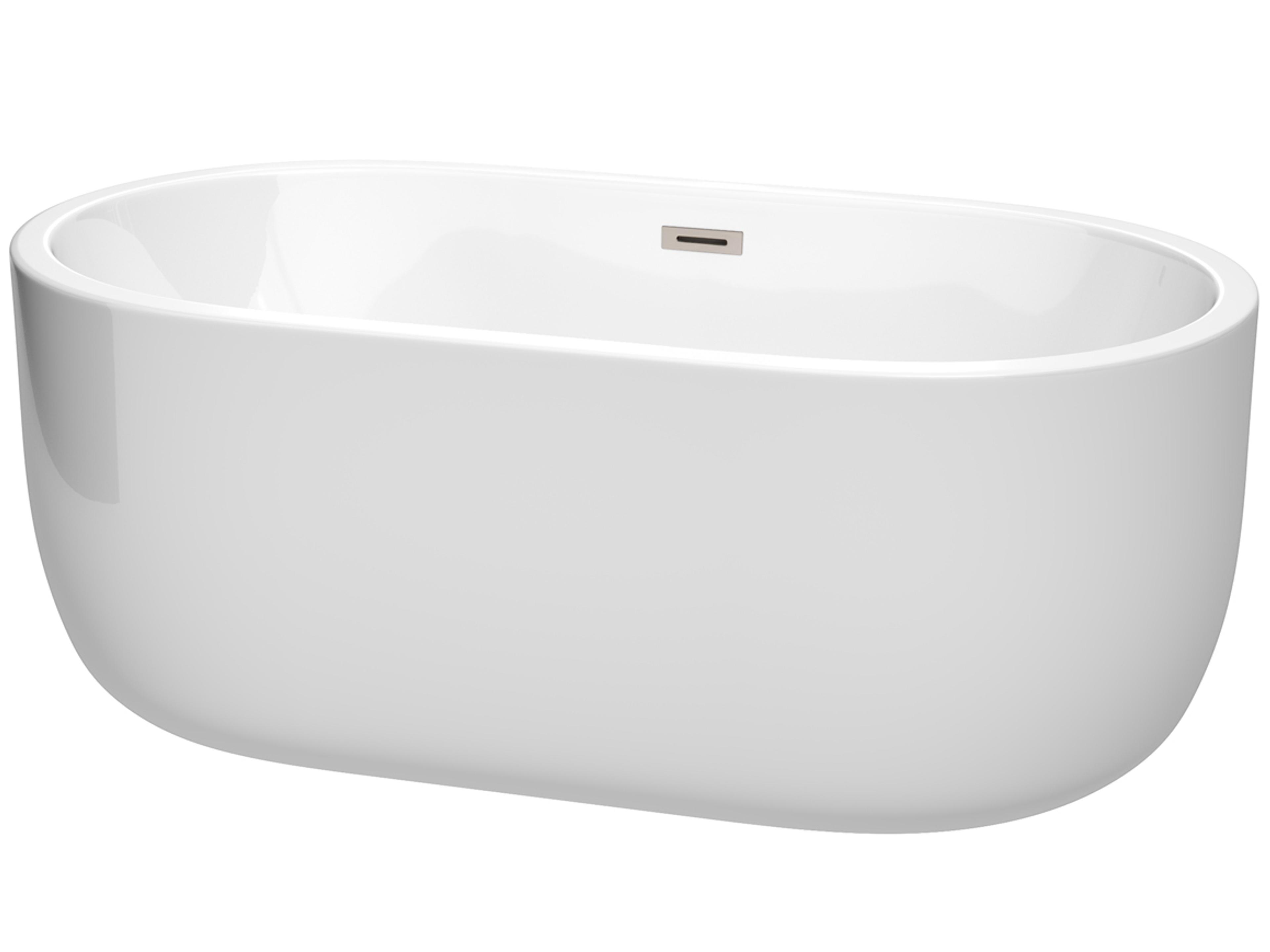 Wyndham Collection Juliette White Bathtub with Drain and Overflow