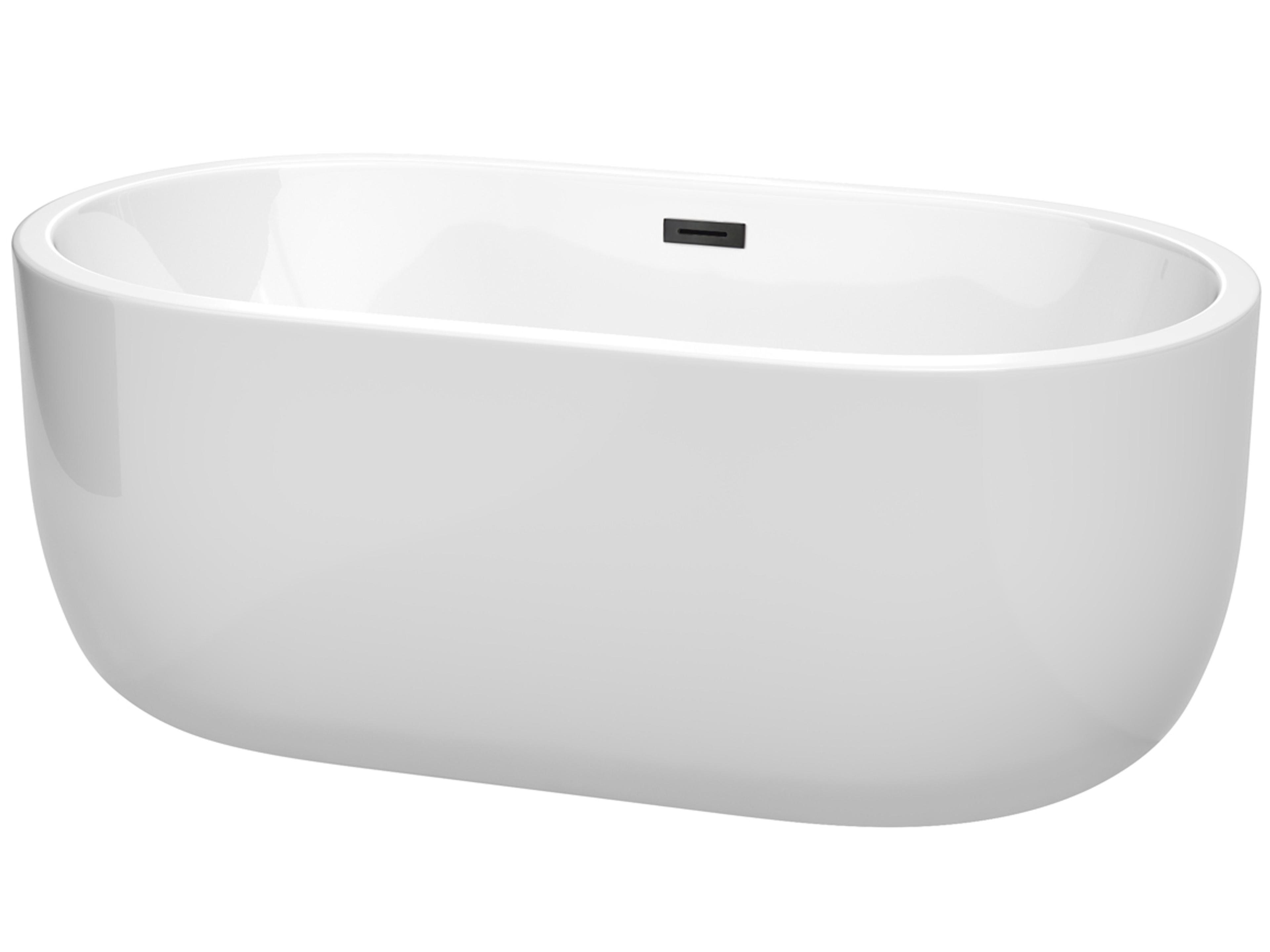 Wyndham Collection Juliette White Bathtub with Drain and Overflow