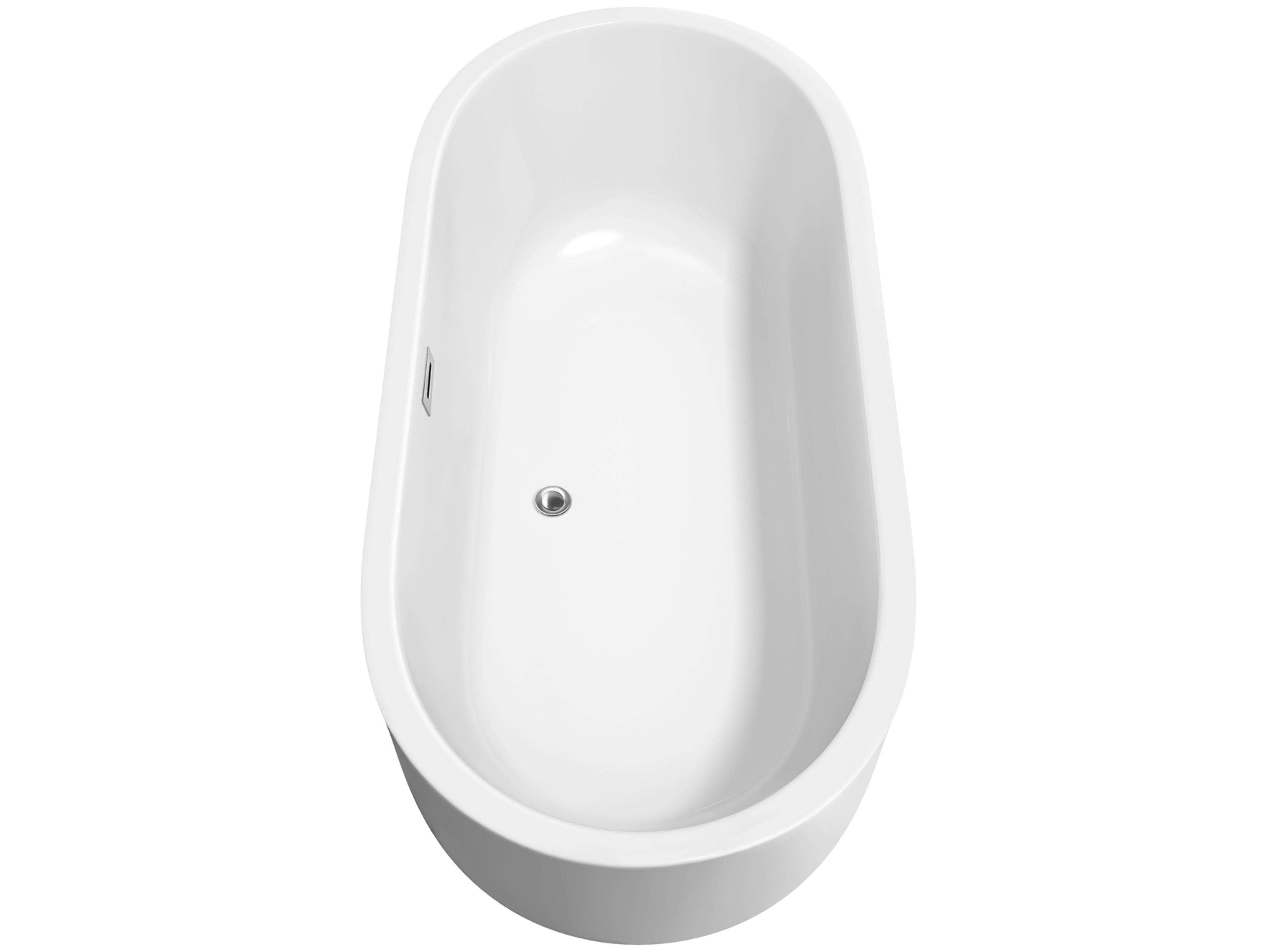 Wyndham Collection Juliette White Bathtub with Polished Chrome Trim and Floor Mounted Faucet