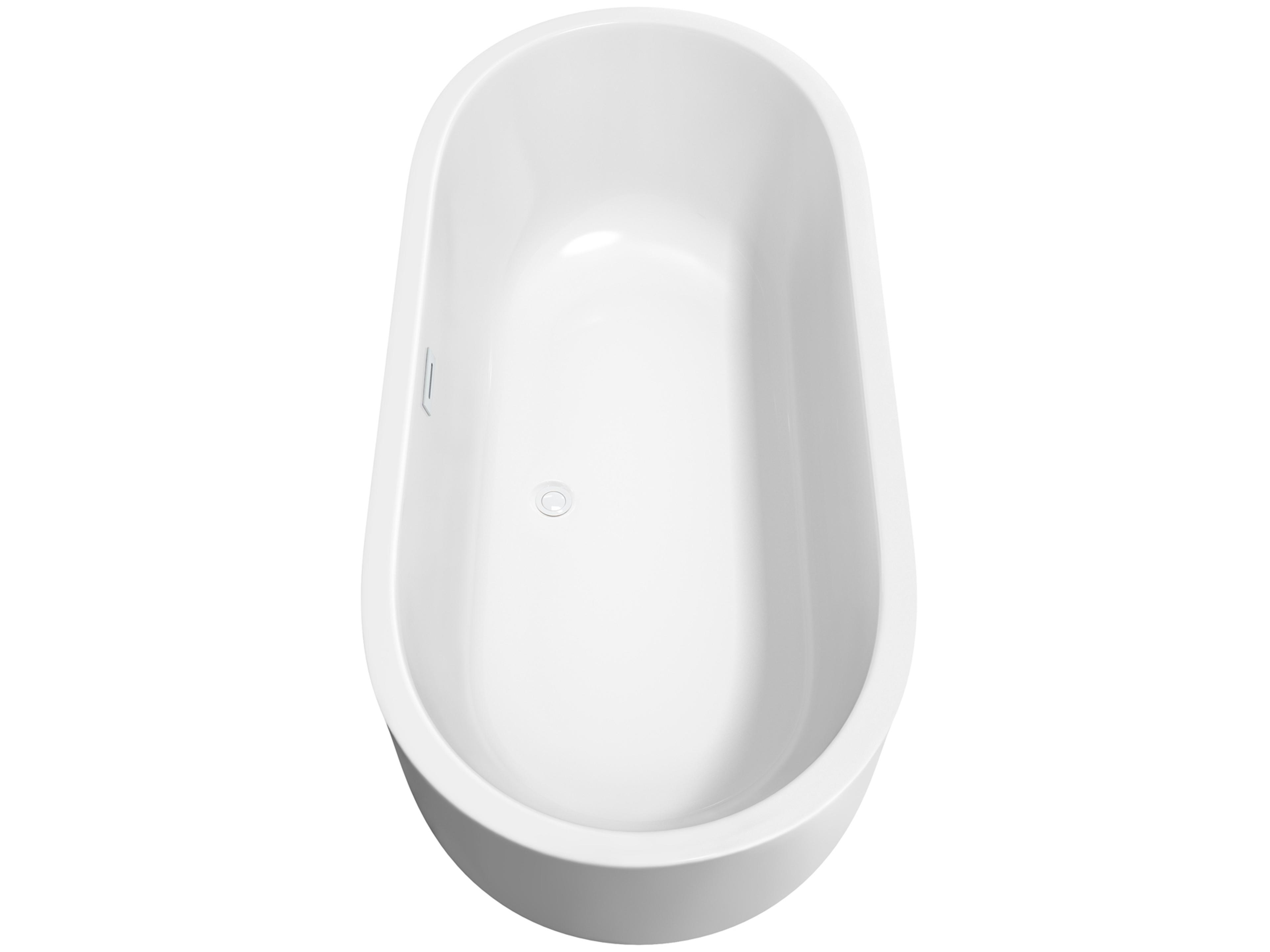 Wyndham Collection Juliette White Bathtub with Shiny White Trim and Floor Mounted Faucet