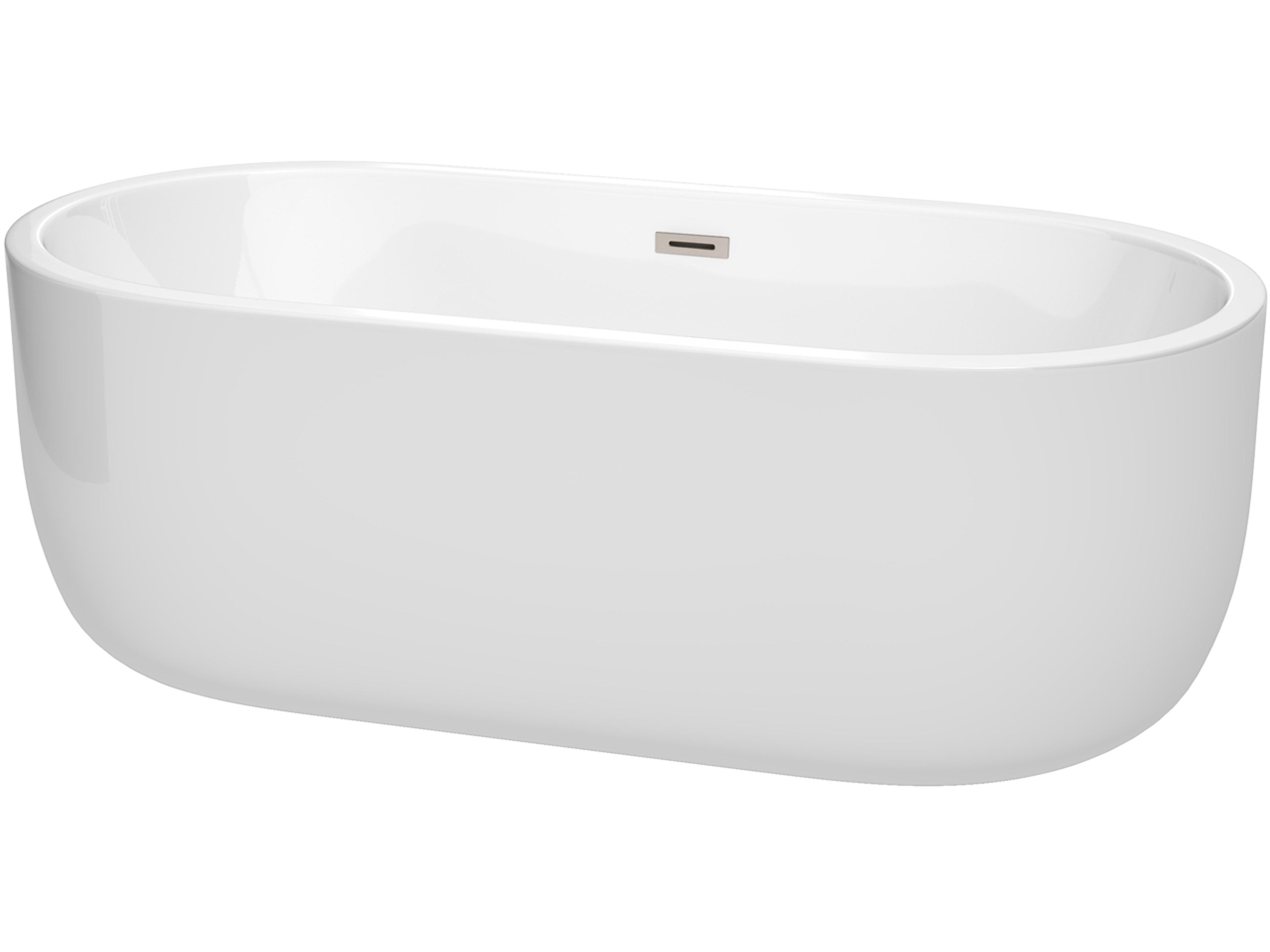 Wyndham Collection Juliette White Bathtub with Drain and Overflow