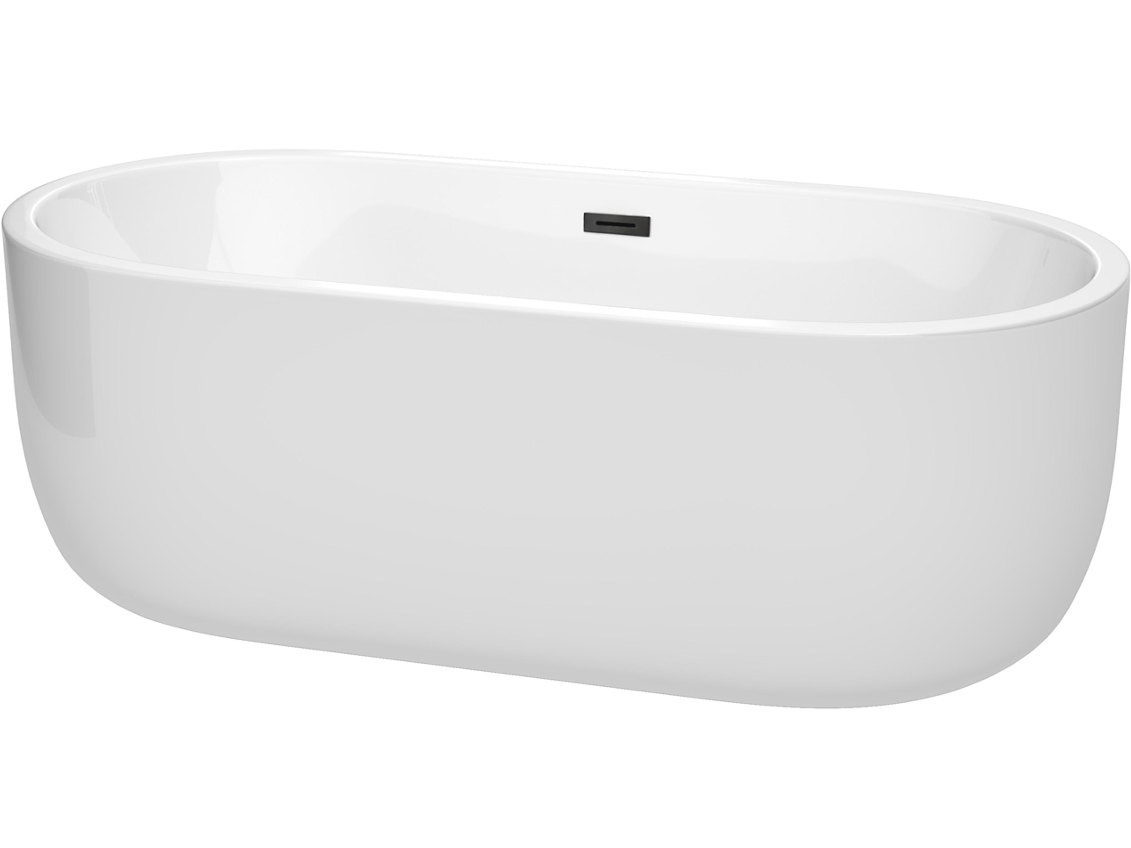 Wyndham Collection Juliette White Bathtub with Drain and Overflow