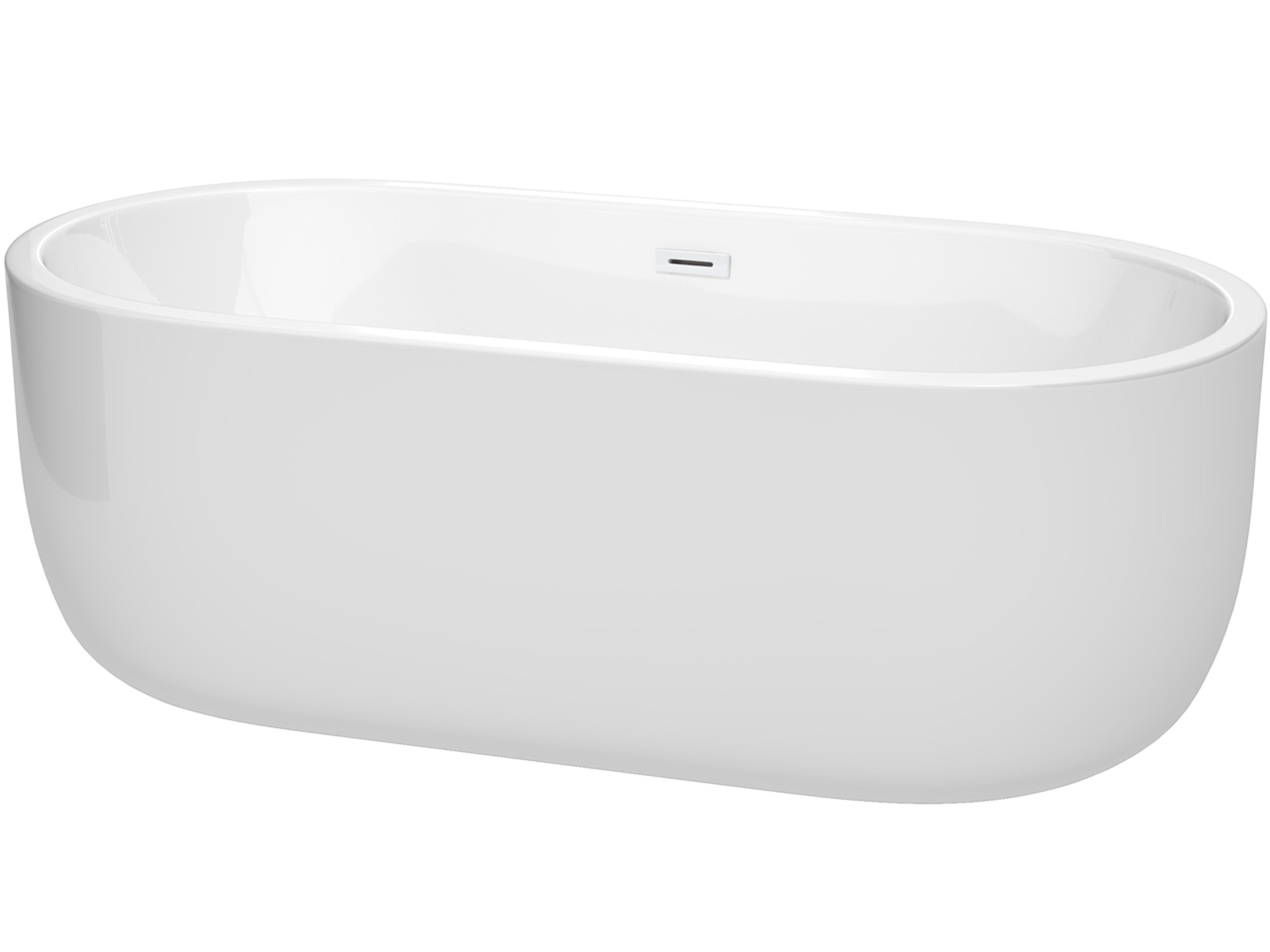 Wyndham Collection Juliette White Bathtub with Drain and Overflow