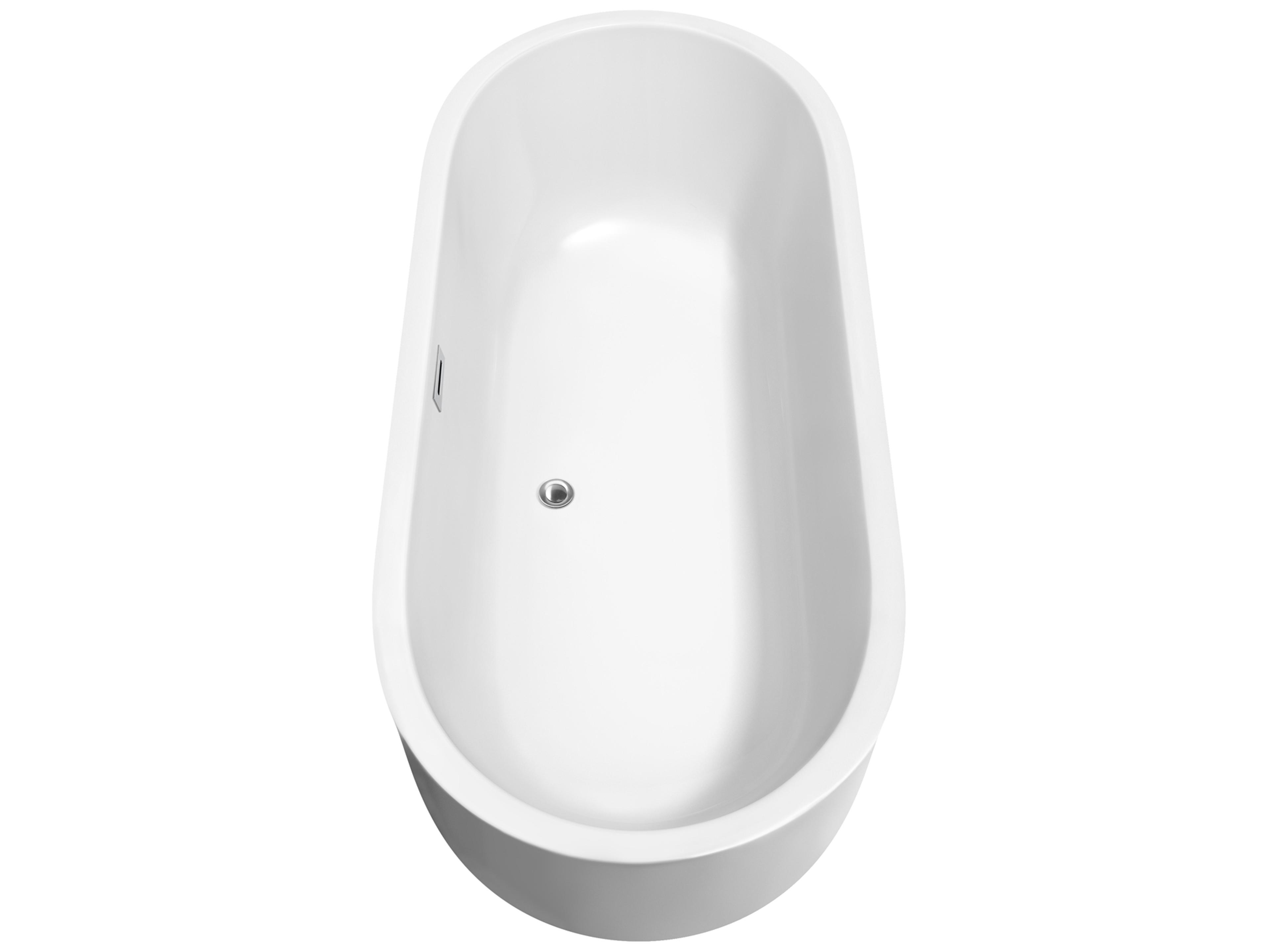 Wyndham Collection Juliette White Bathtub with Polished Chrome Trim and Floor Mounted Faucet