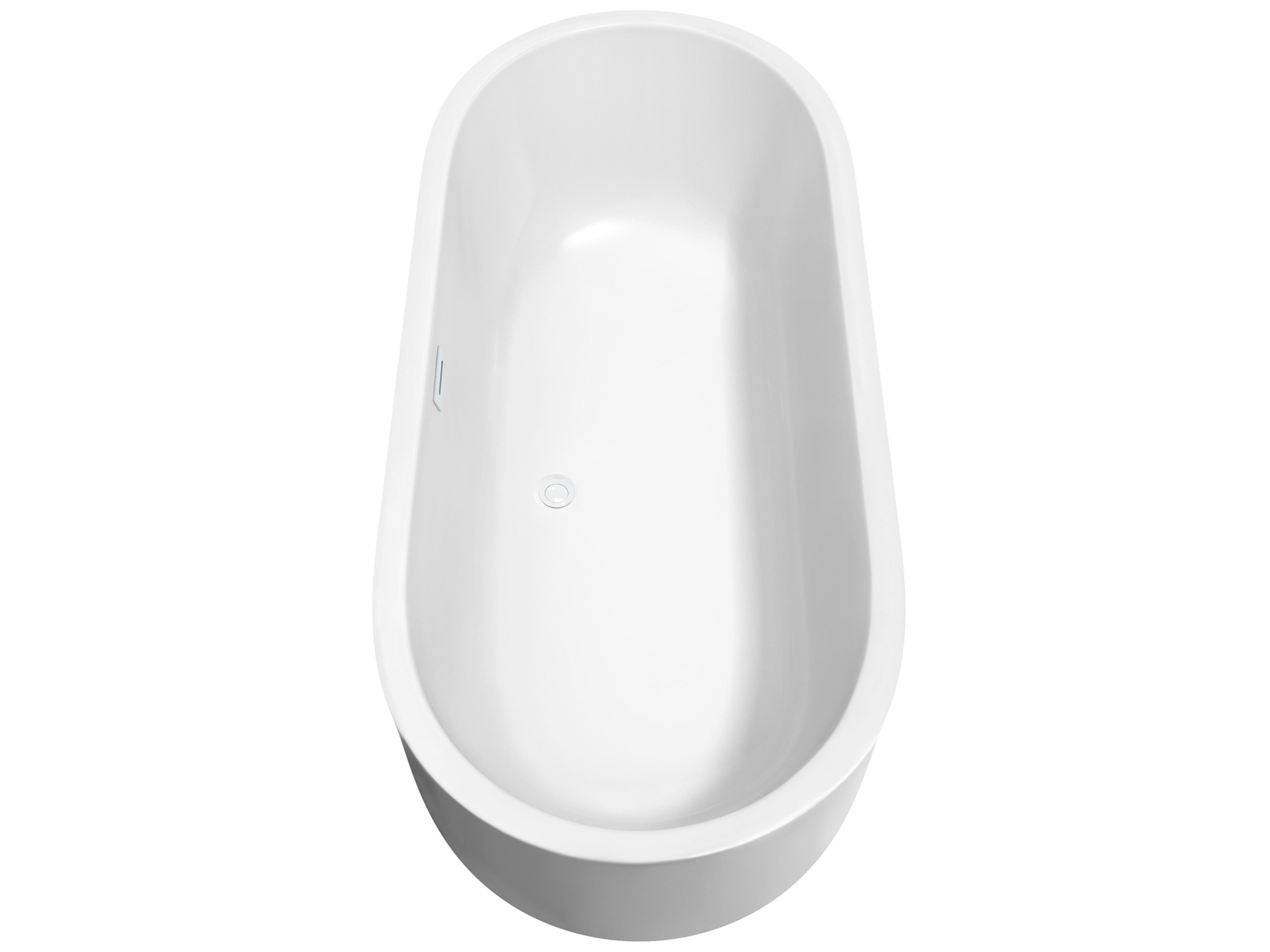 Wyndham Collection Juliette White Bathtub with Shiny White Trim and Floor Mounted Faucet