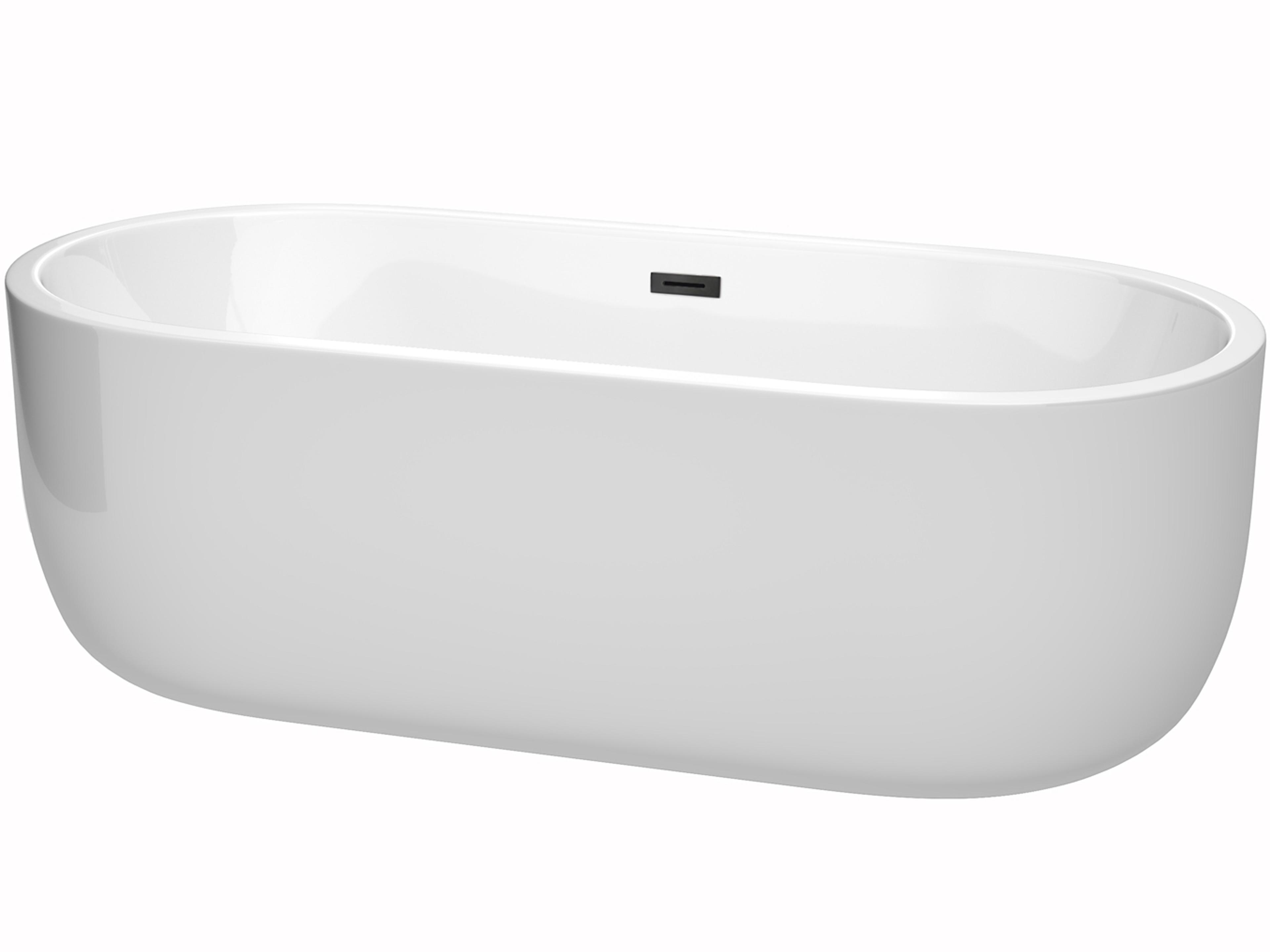 Wyndham Collection Juliette White Bathtub with Drain and Overflow