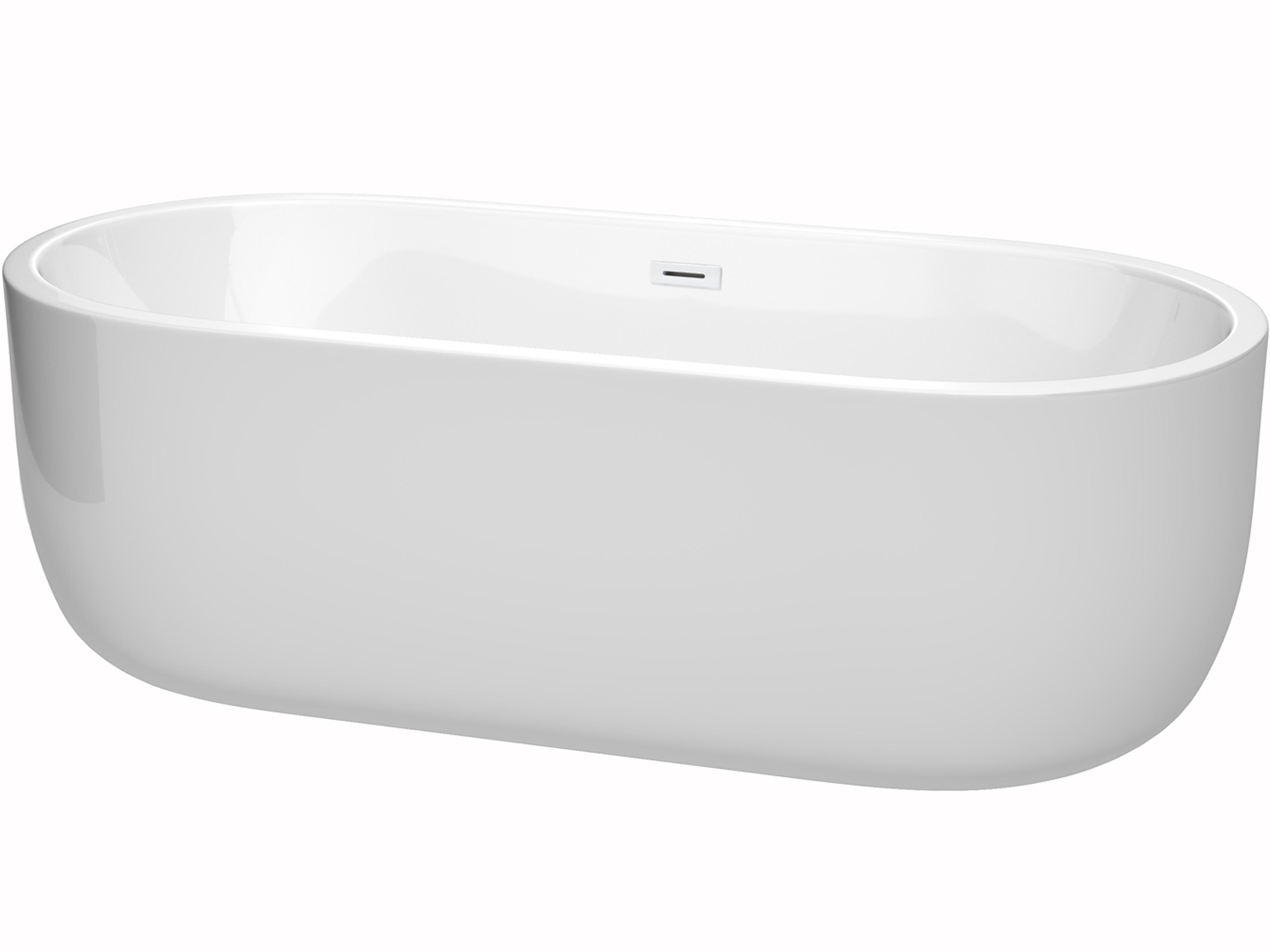 Wyndham Collection Juliette White Bathtub with Drain and Overflow