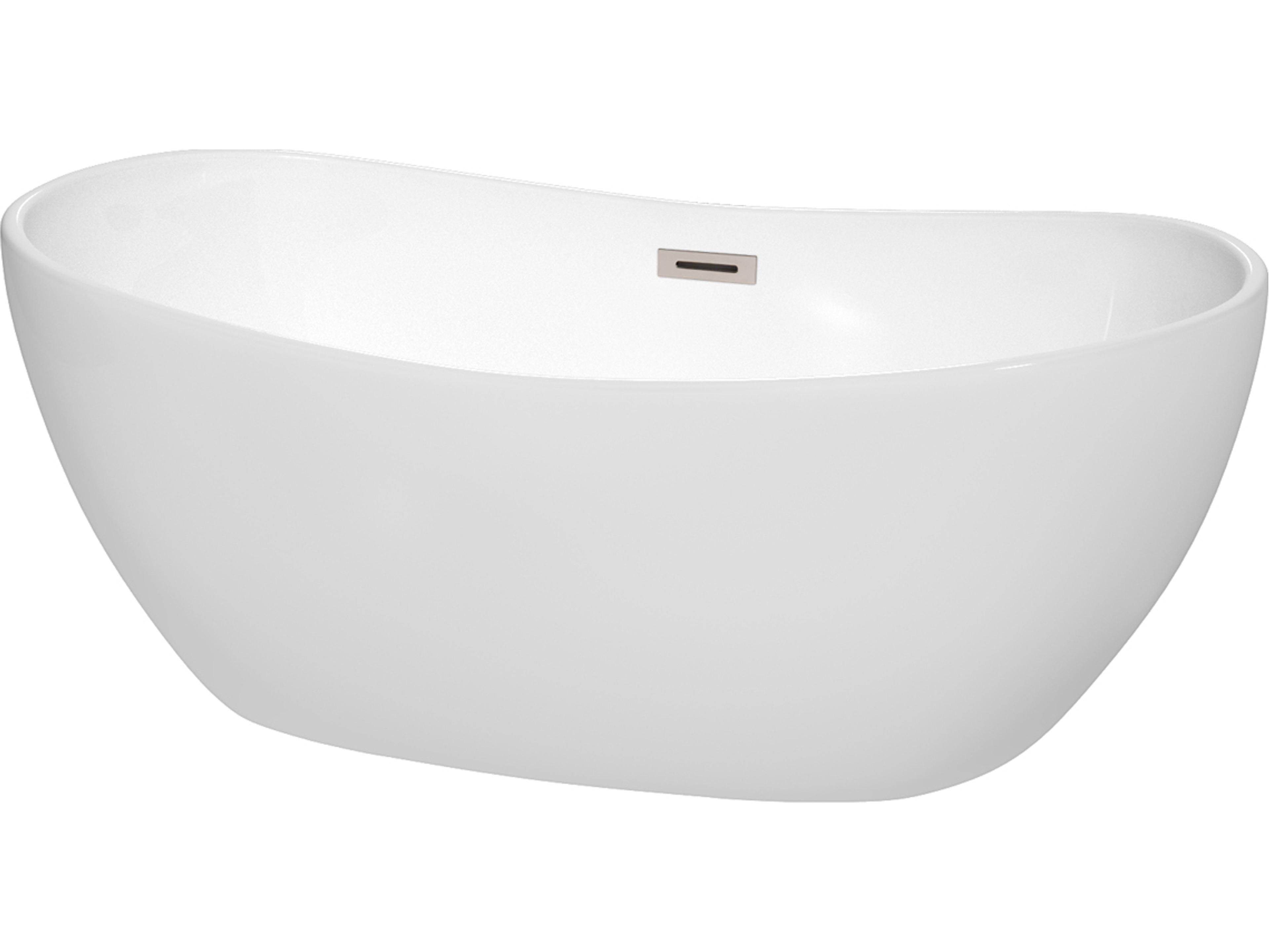 Wyndham Collection Rebecca White Bathtub with Drain and Overflow