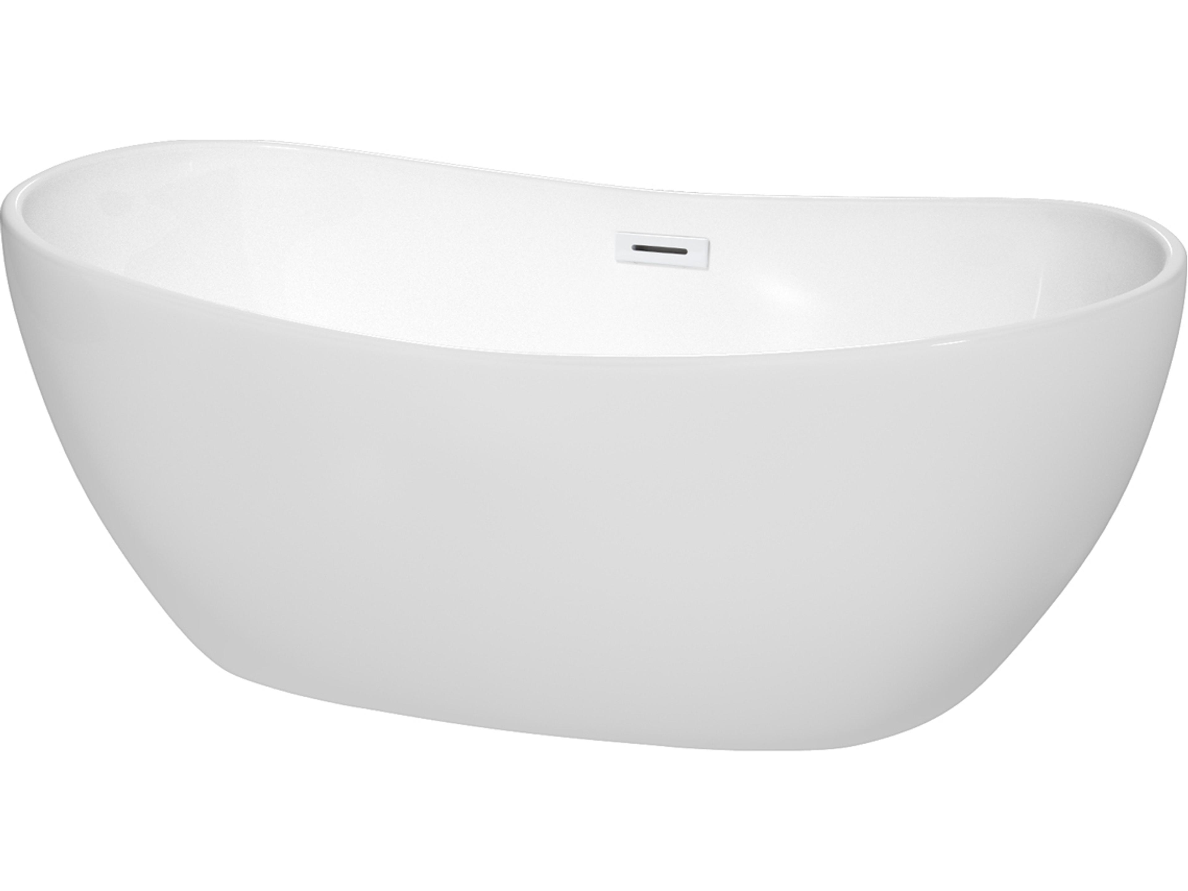 Wyndham Collection Rebecca White Bathtub with Drain and Overflow