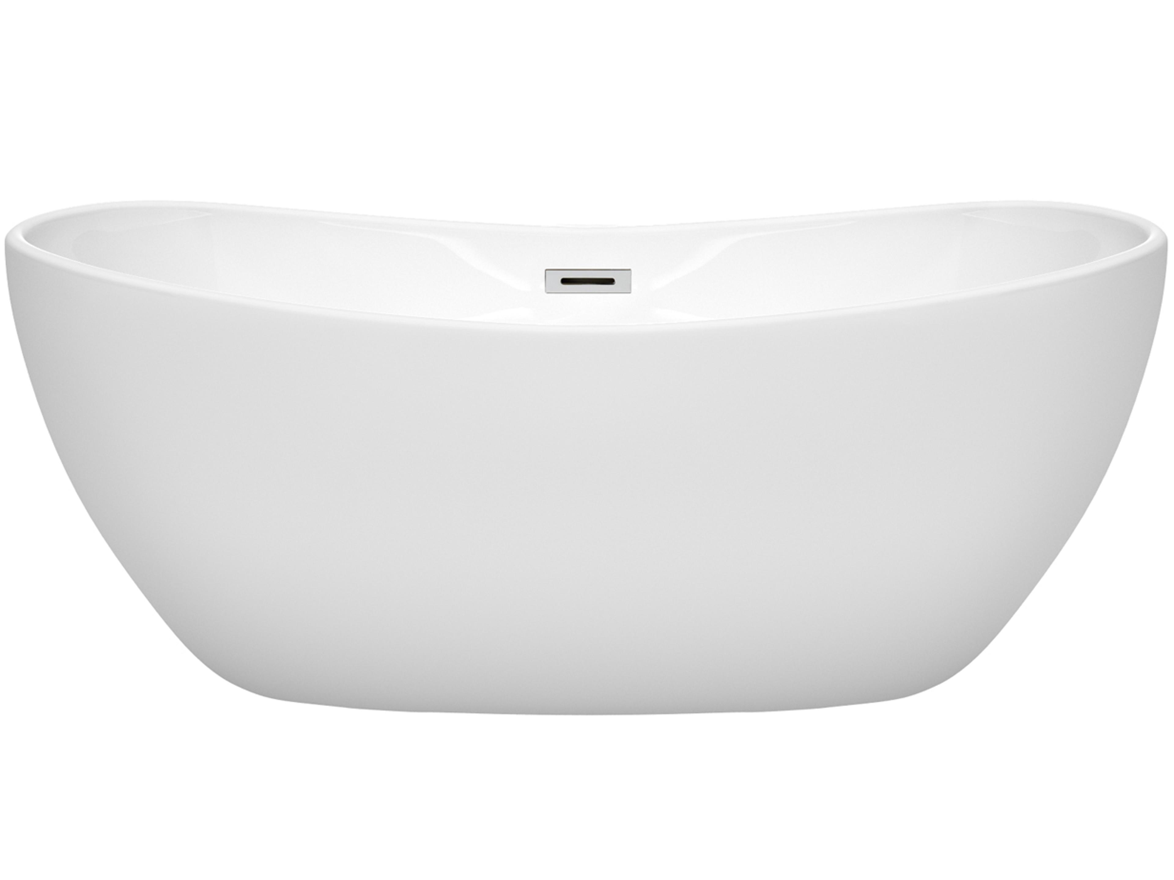 Wyndham Collection Rebecca White Bathtub with Drain and Overflow