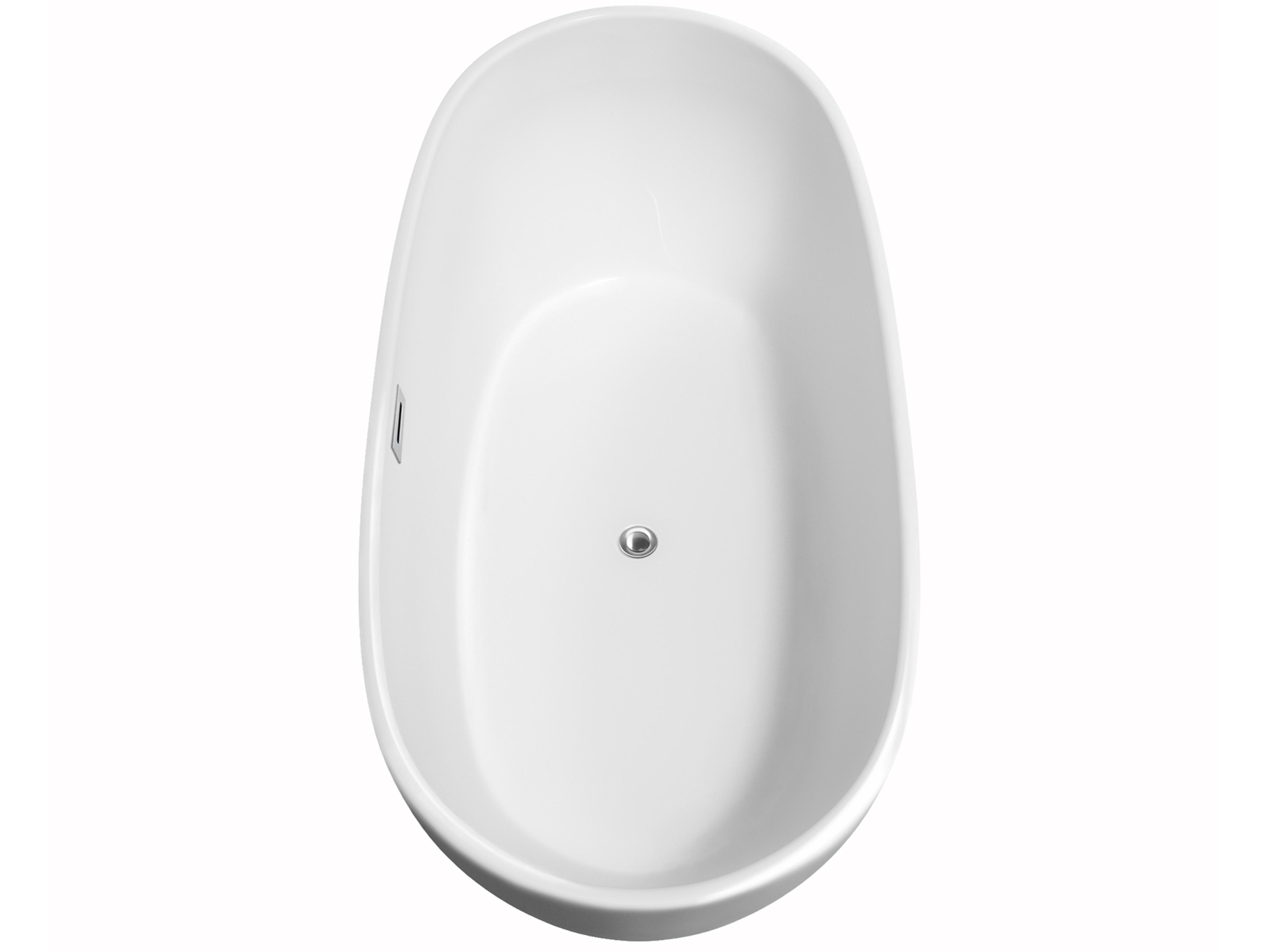 Wyndham Collection Rebecca White Bathtub with Polished Chrome Trim and Floor Mounted Faucet