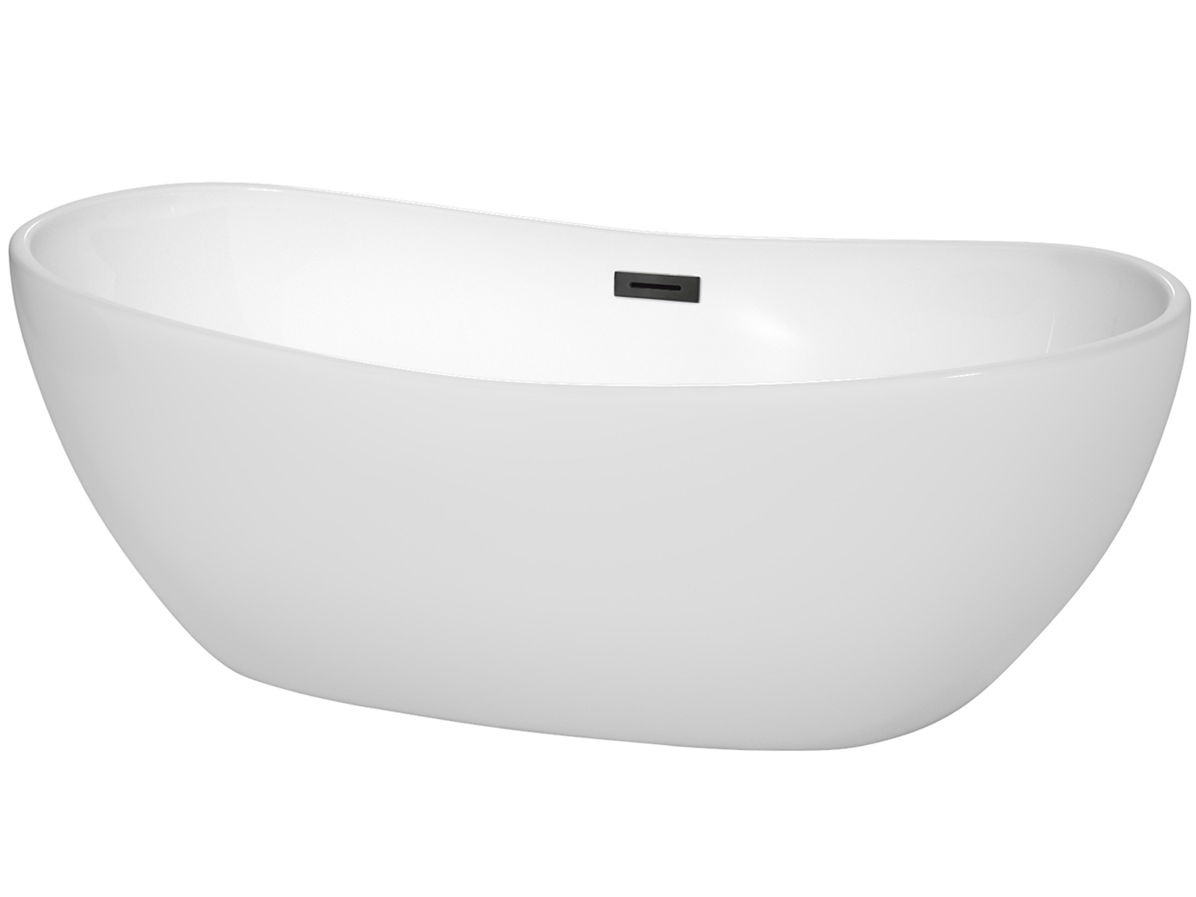 Wyndham Collection Rebecca White Bathtub with Drain and Overflow