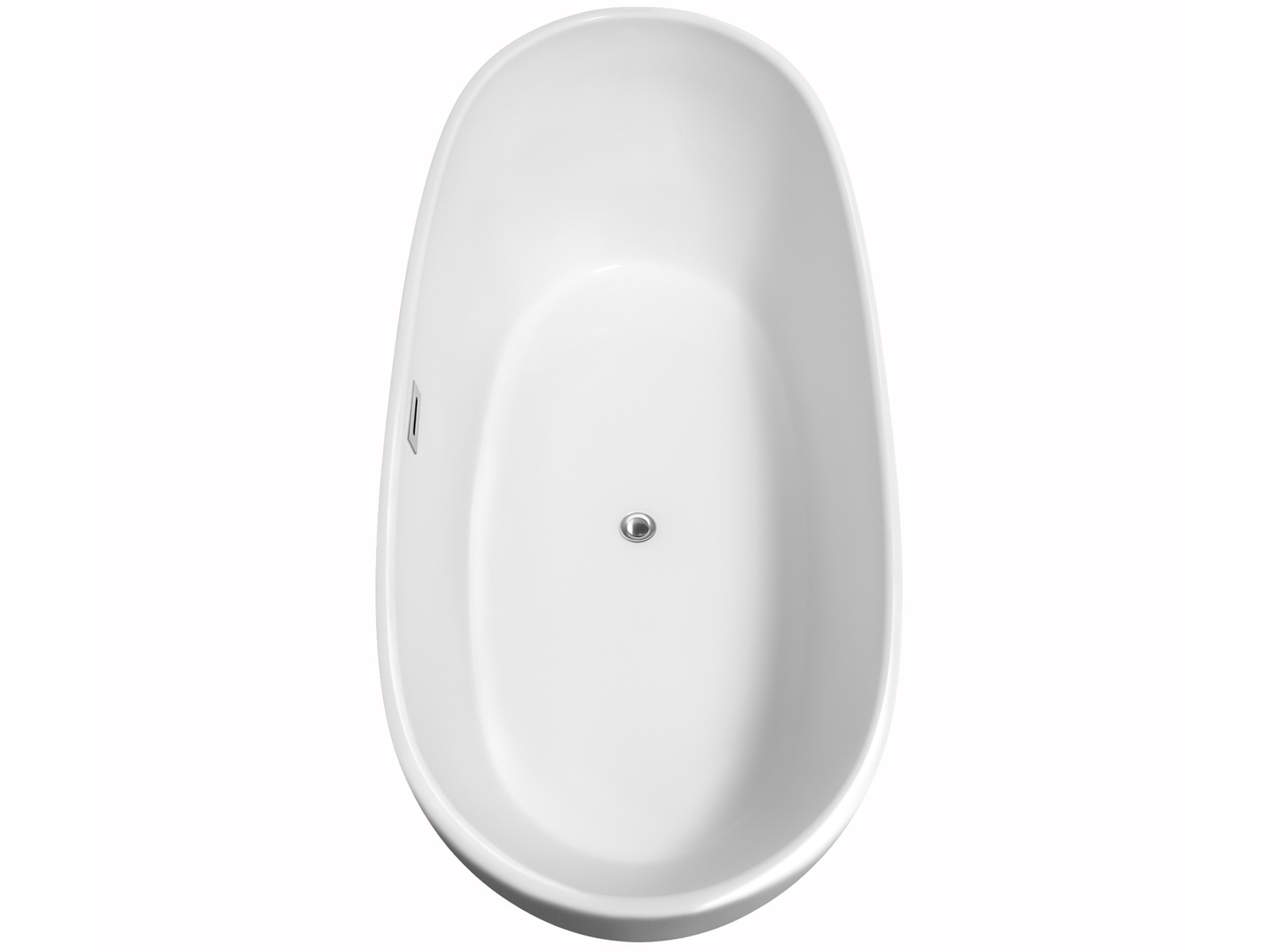 Wyndham Collection Rebecca White Bathtub with Polished Chrome Trim and Floor Mounted Faucet