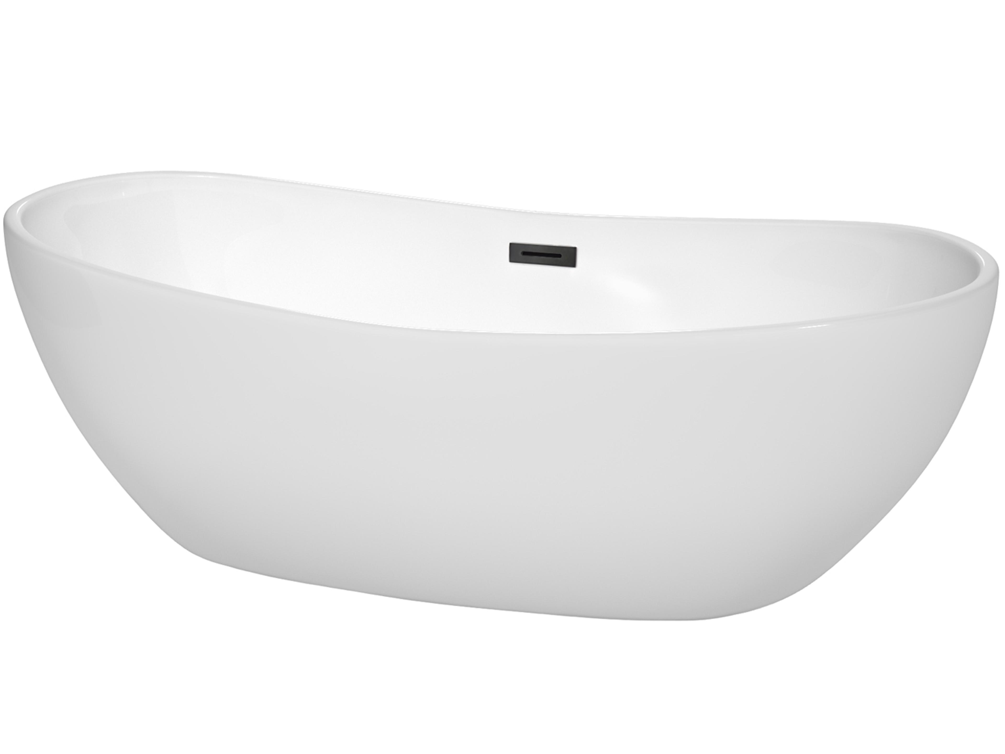 Wyndham Collection Rebecca White Bathtub with Drain and Overflow
