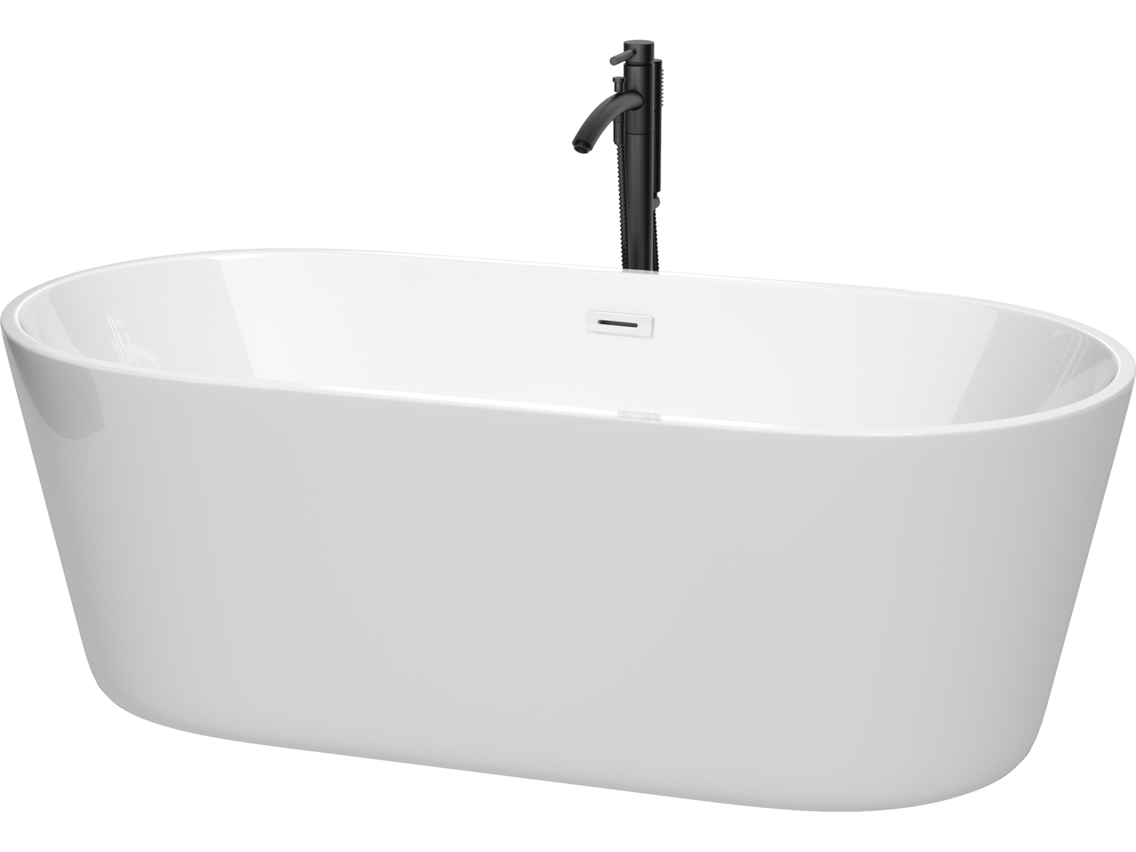 Carissa-CD White Bathtub with Shiny White Trim and Floor Mounted Faucet