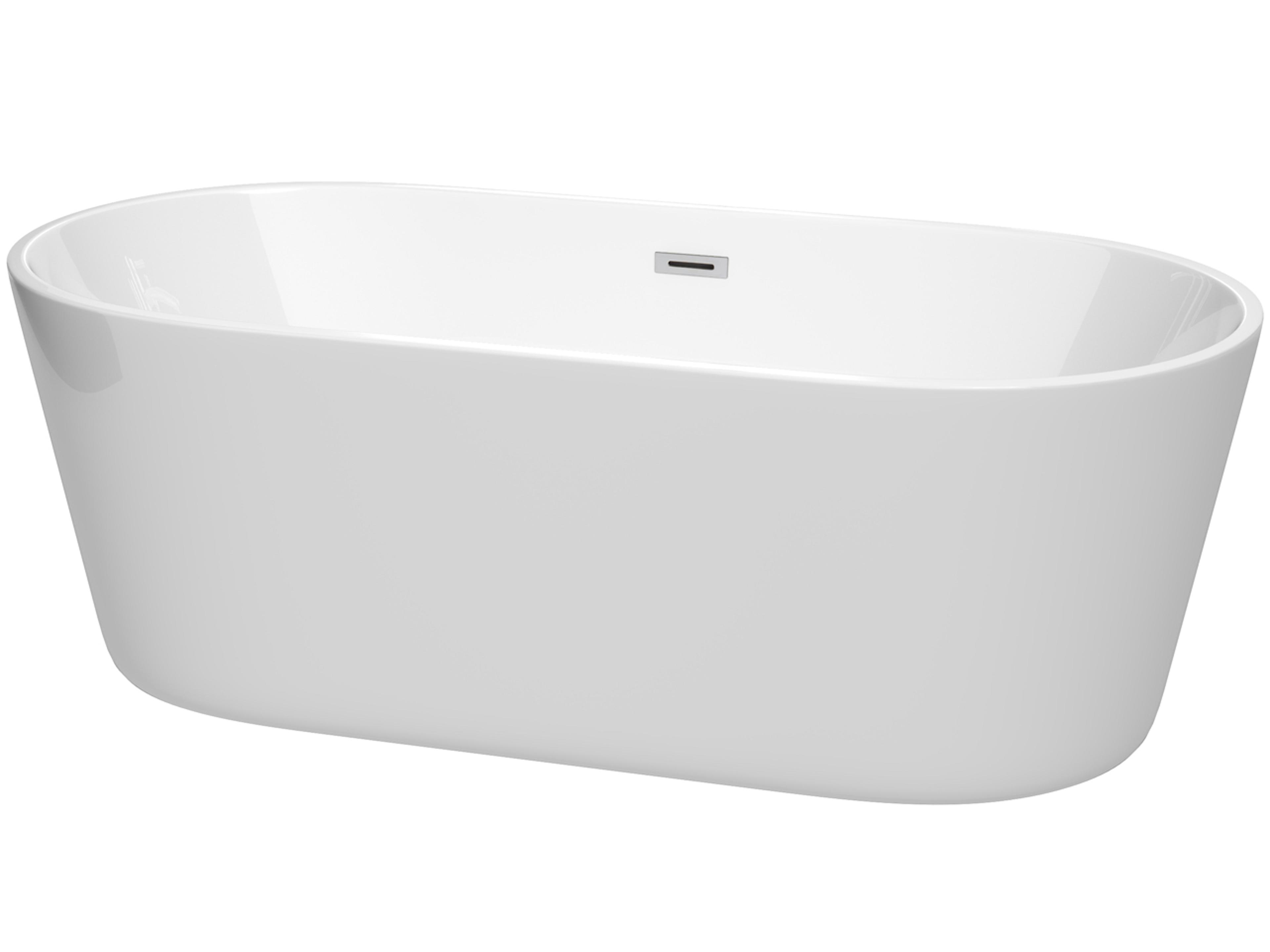 Wyndham Collection Carissa-CD White Bathtub with Drain and Overflow
