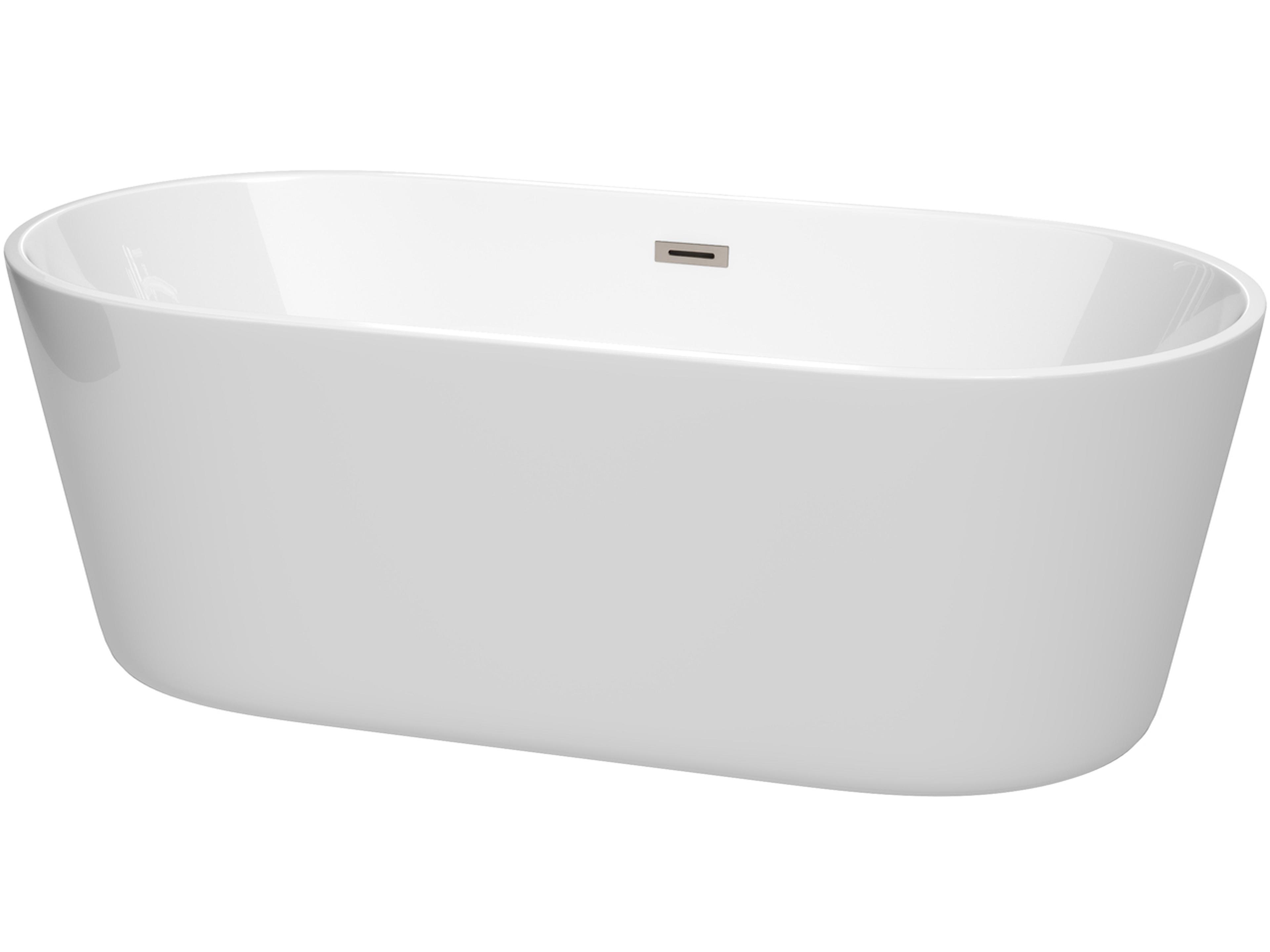 Wyndham Collection Carissa-CD White Bathtub with Drain and Overflow