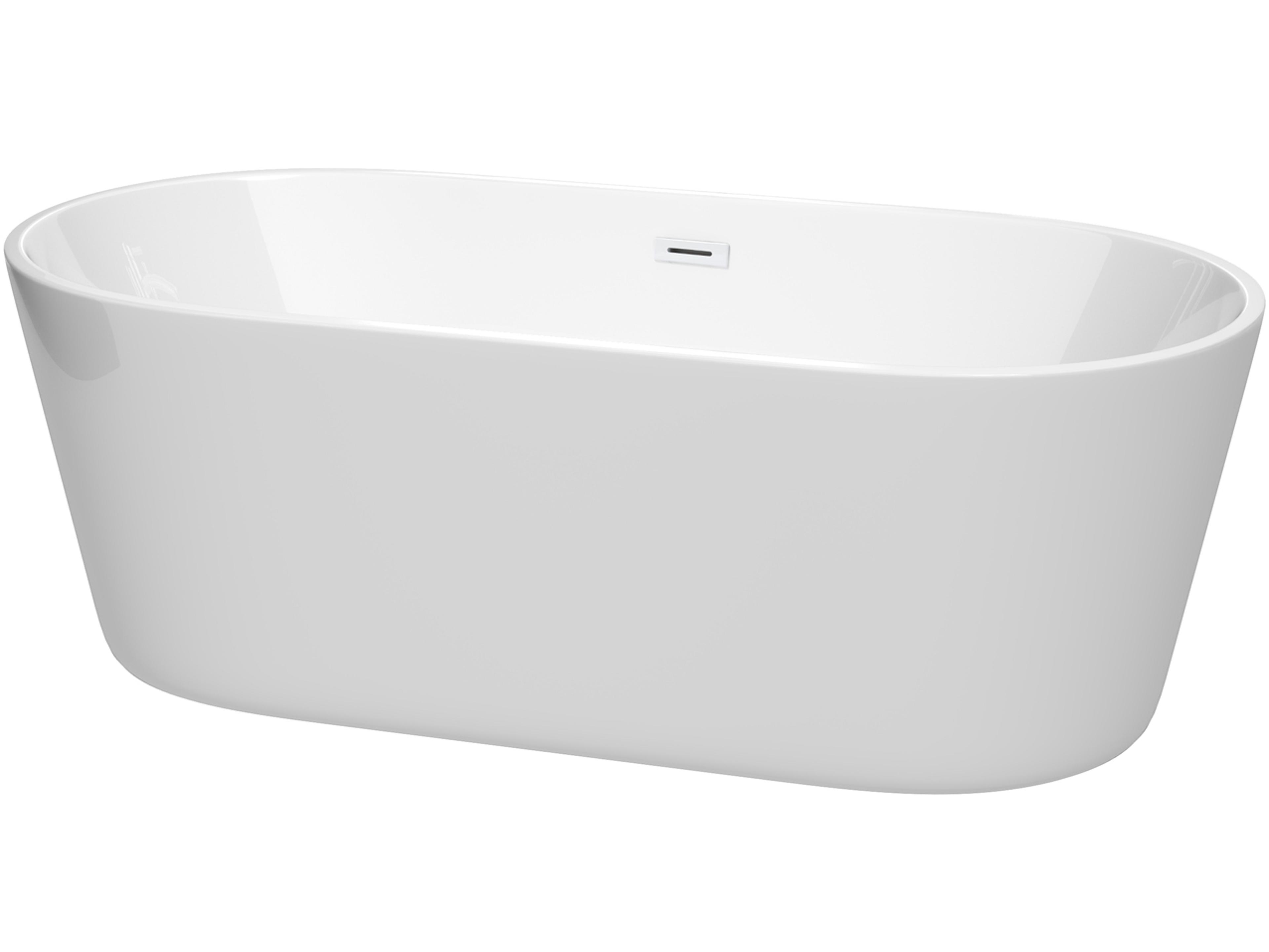Wyndham Collection Carissa-CD White Bathtub with Drain and Overflow