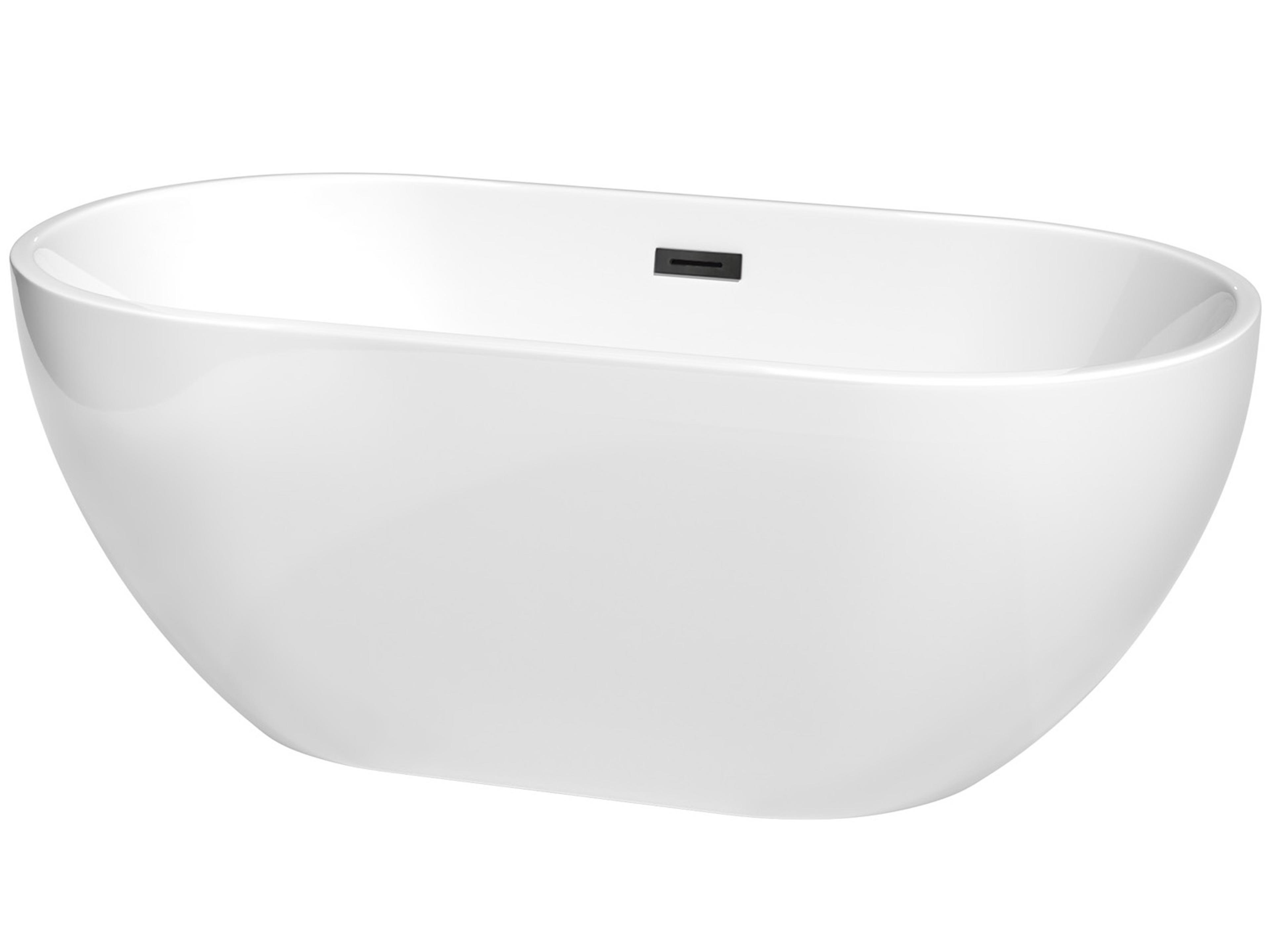 Wyndham Collection Brooklyn White Bathtub with Drain and Overflow